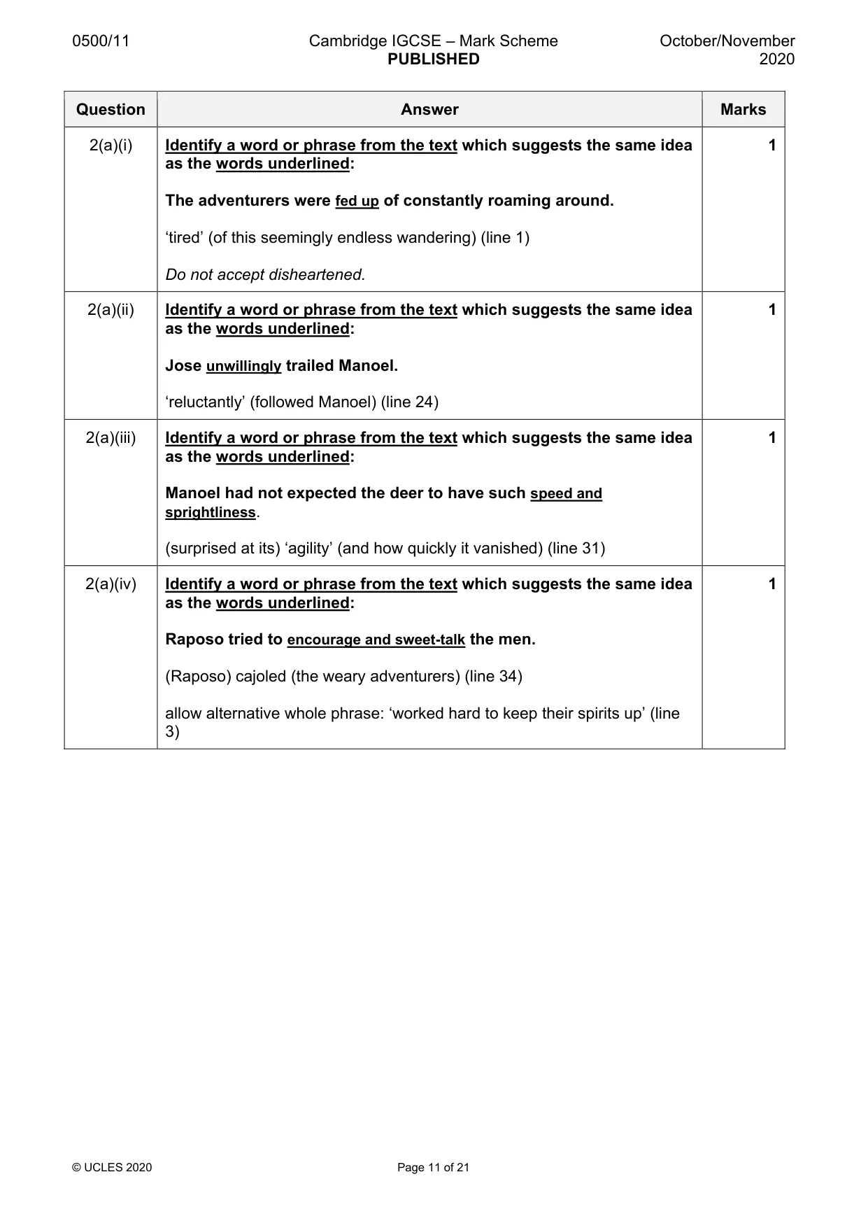 Mark scheme, page 11 of 21