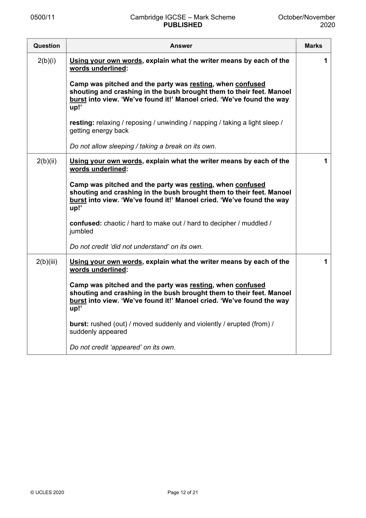 Mark scheme, page 12 of 21