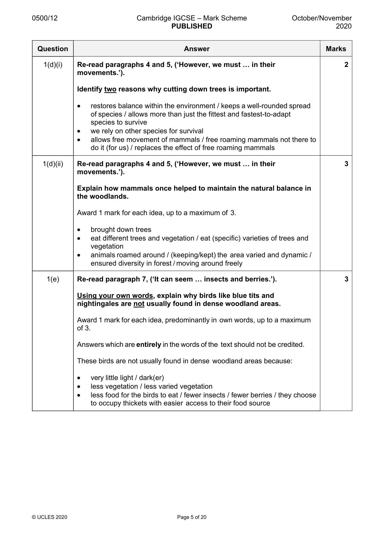 Mark scheme, page 5 of 20