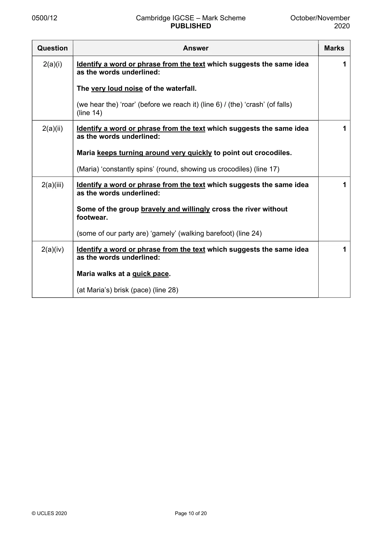 Mark scheme, page 10 of 20