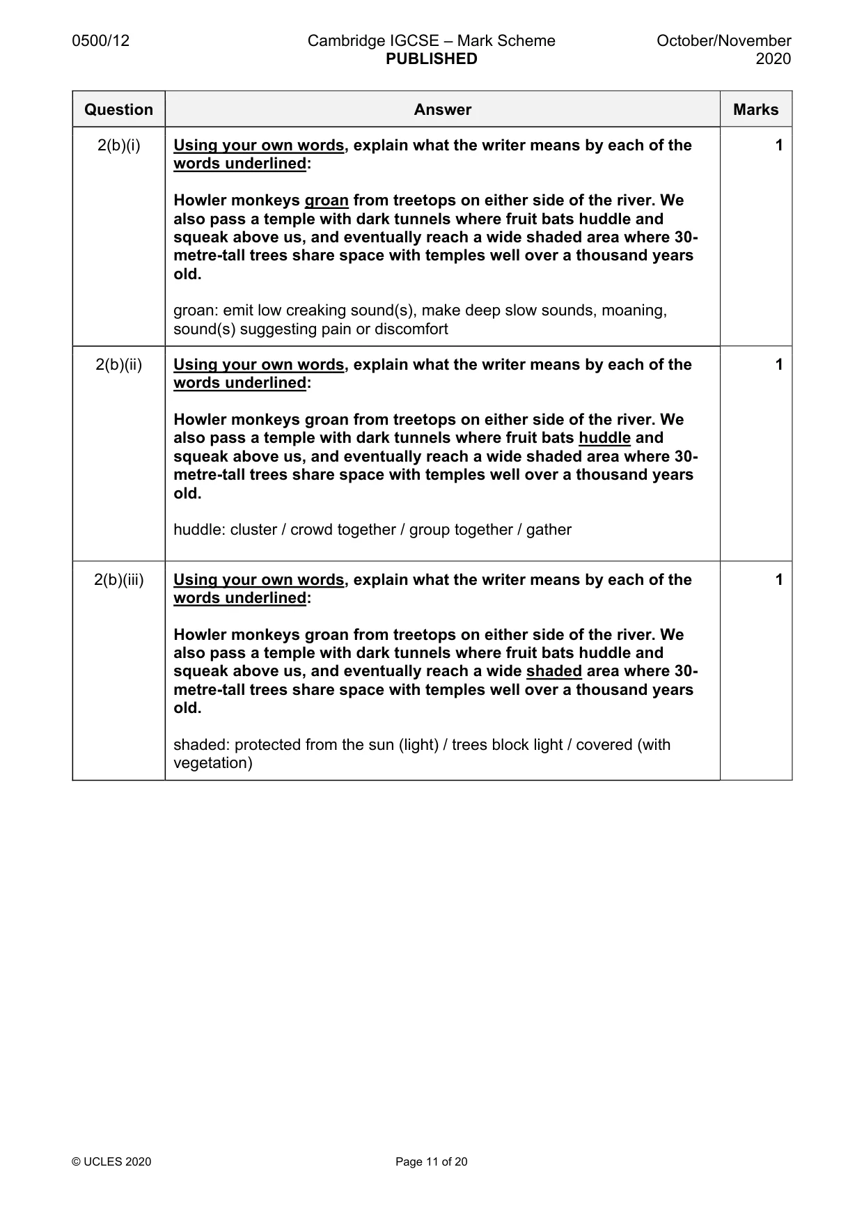 Mark scheme, page 11 of 20