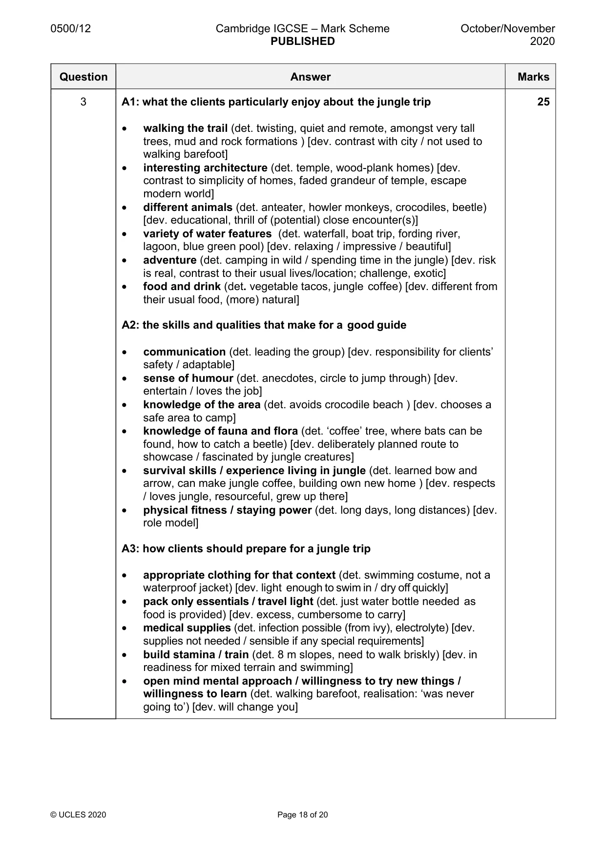 Mark scheme, page 18 of 20