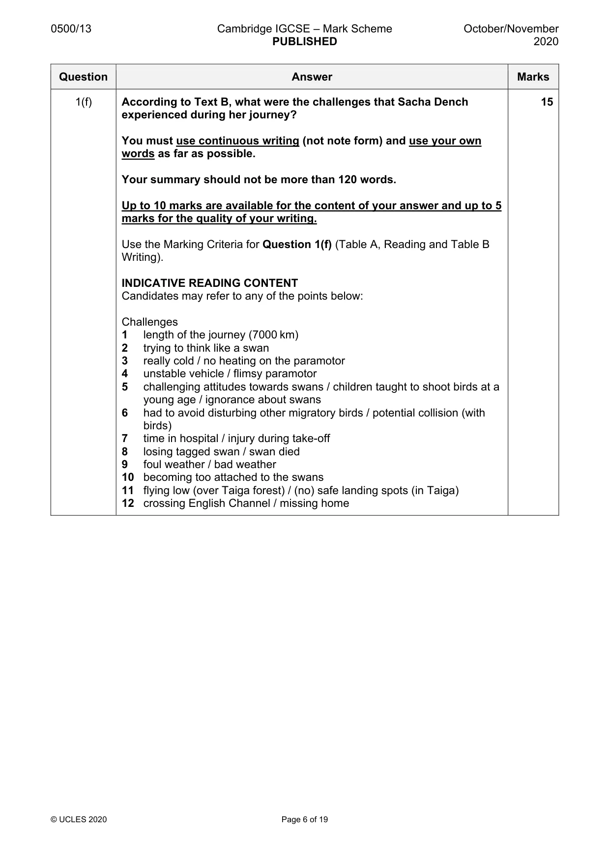Mark scheme, page 6 of 19