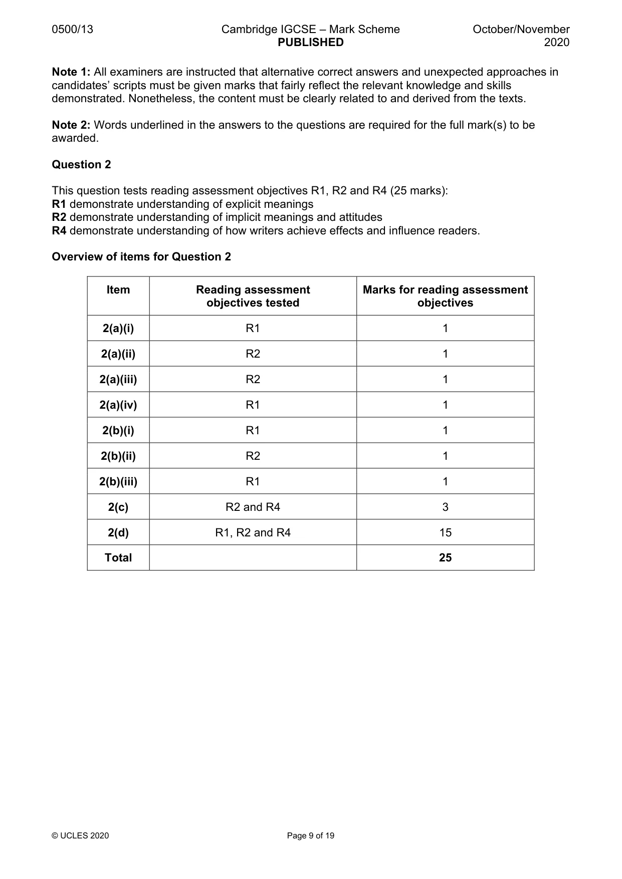Mark scheme, page 9 of 19