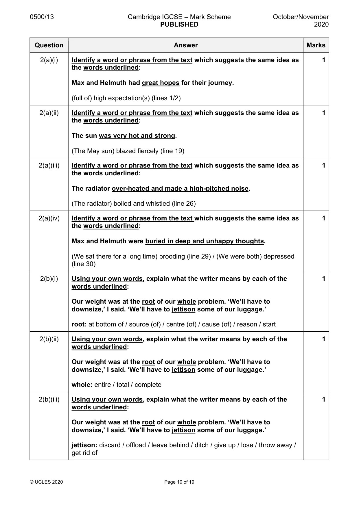 Mark scheme, page 10 of 19