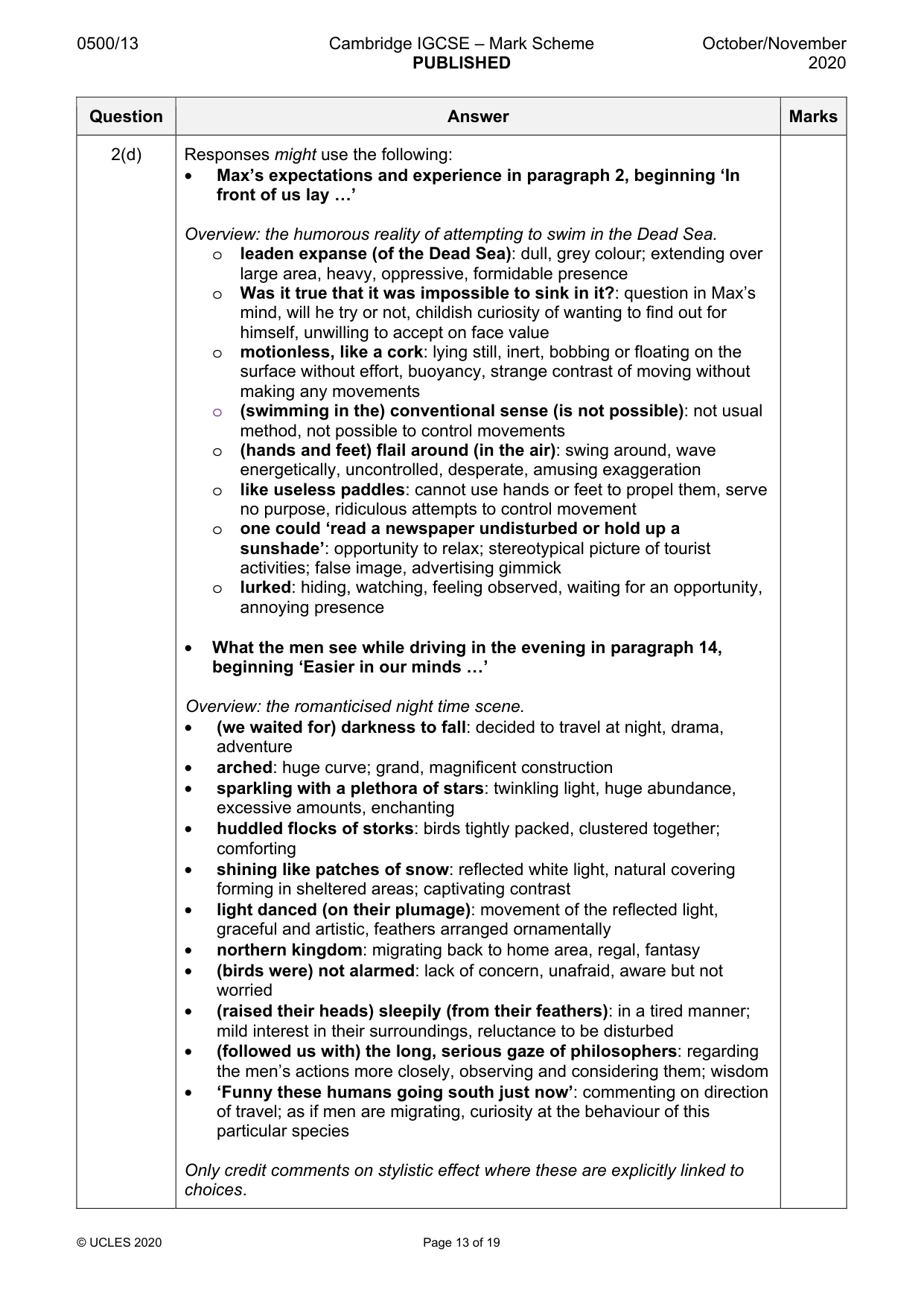 Mark scheme, page 13 of 19