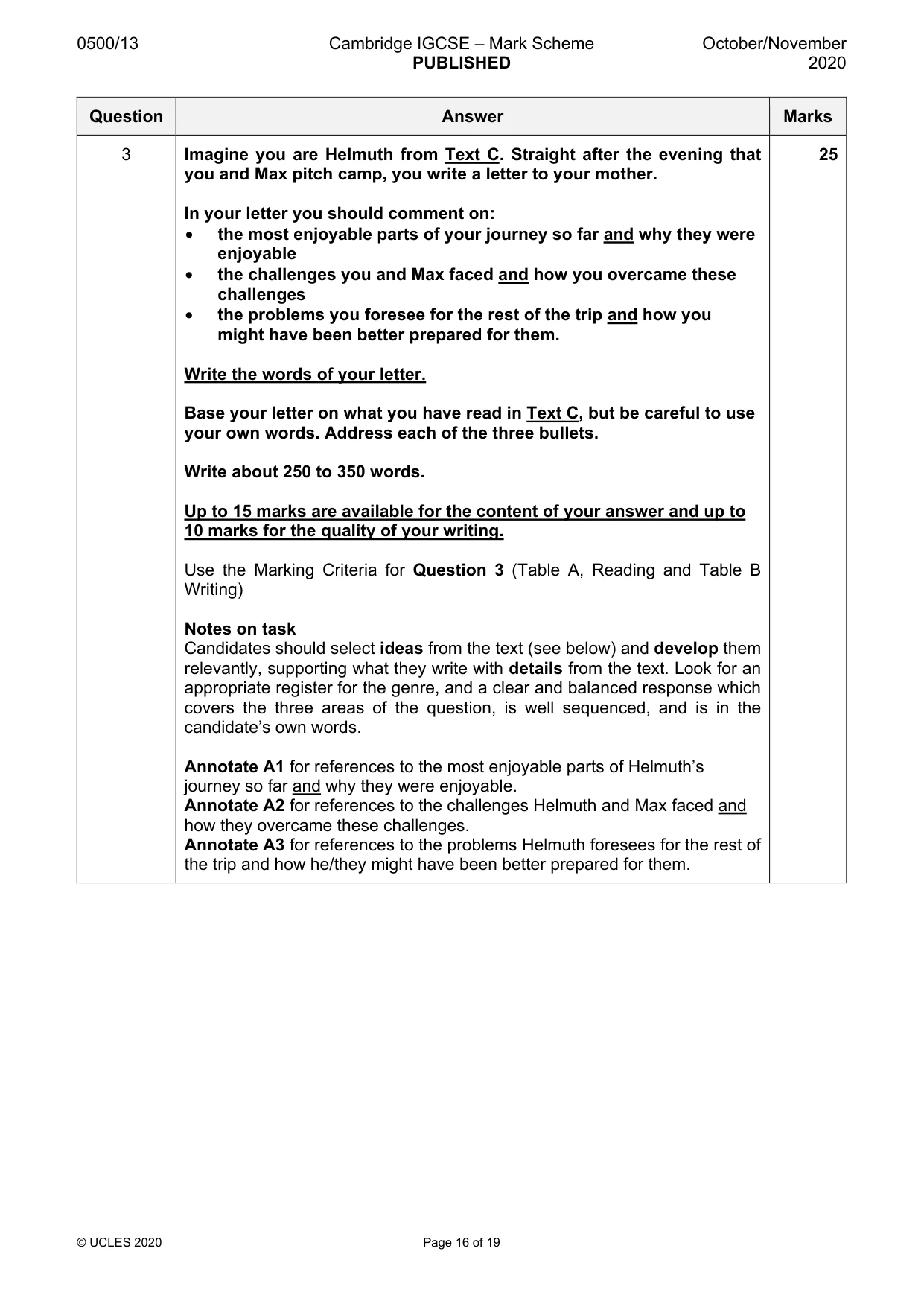 Mark scheme, page 16 of 19