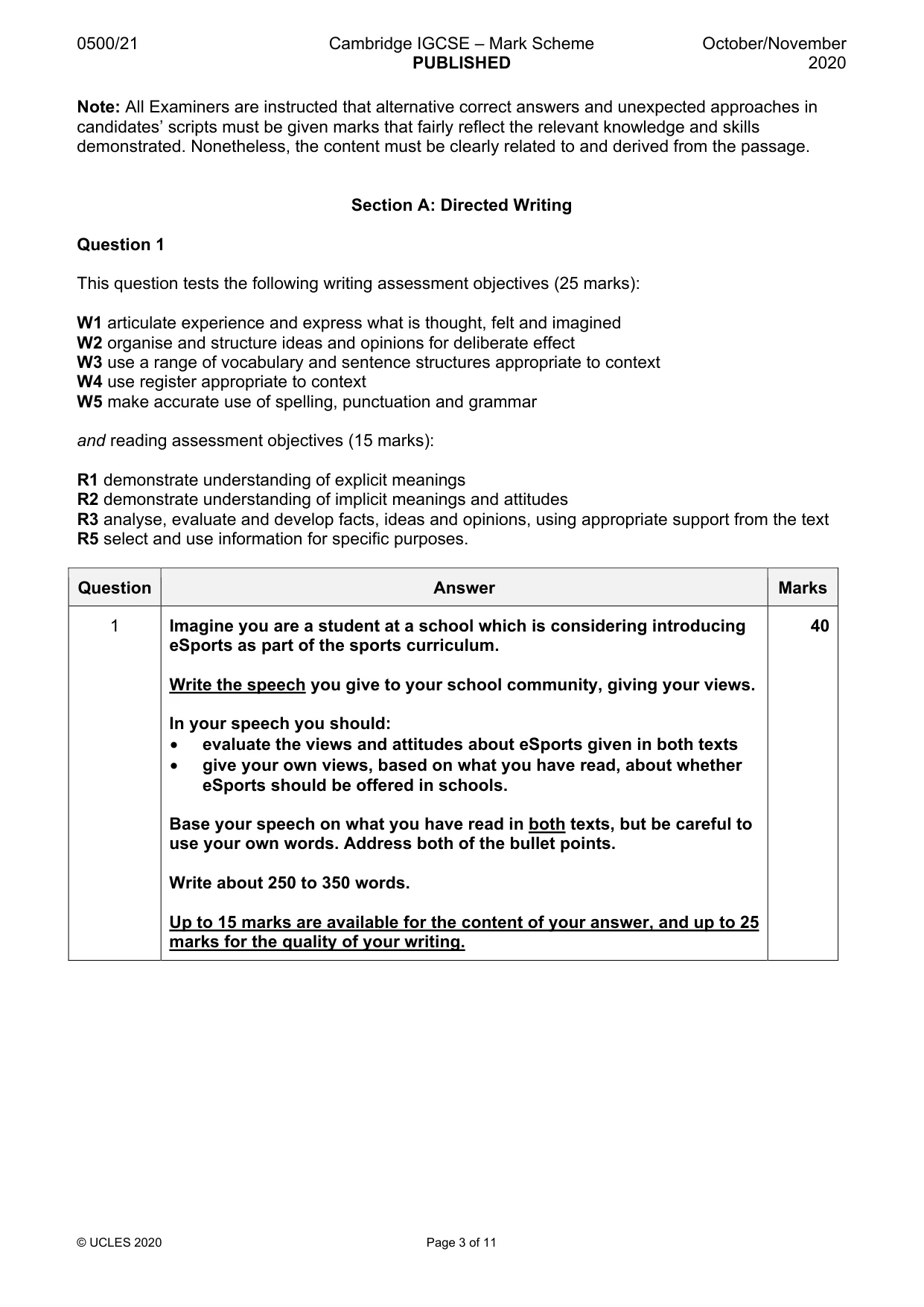 Mark scheme, page 3 of 11