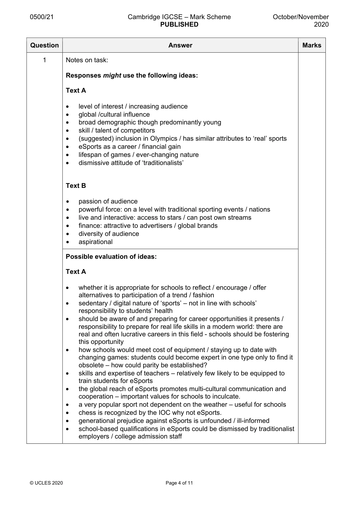 Mark scheme, page 4 of 11