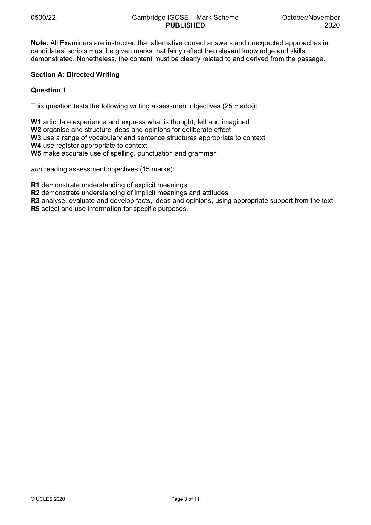 Mark scheme, page 3 of 11