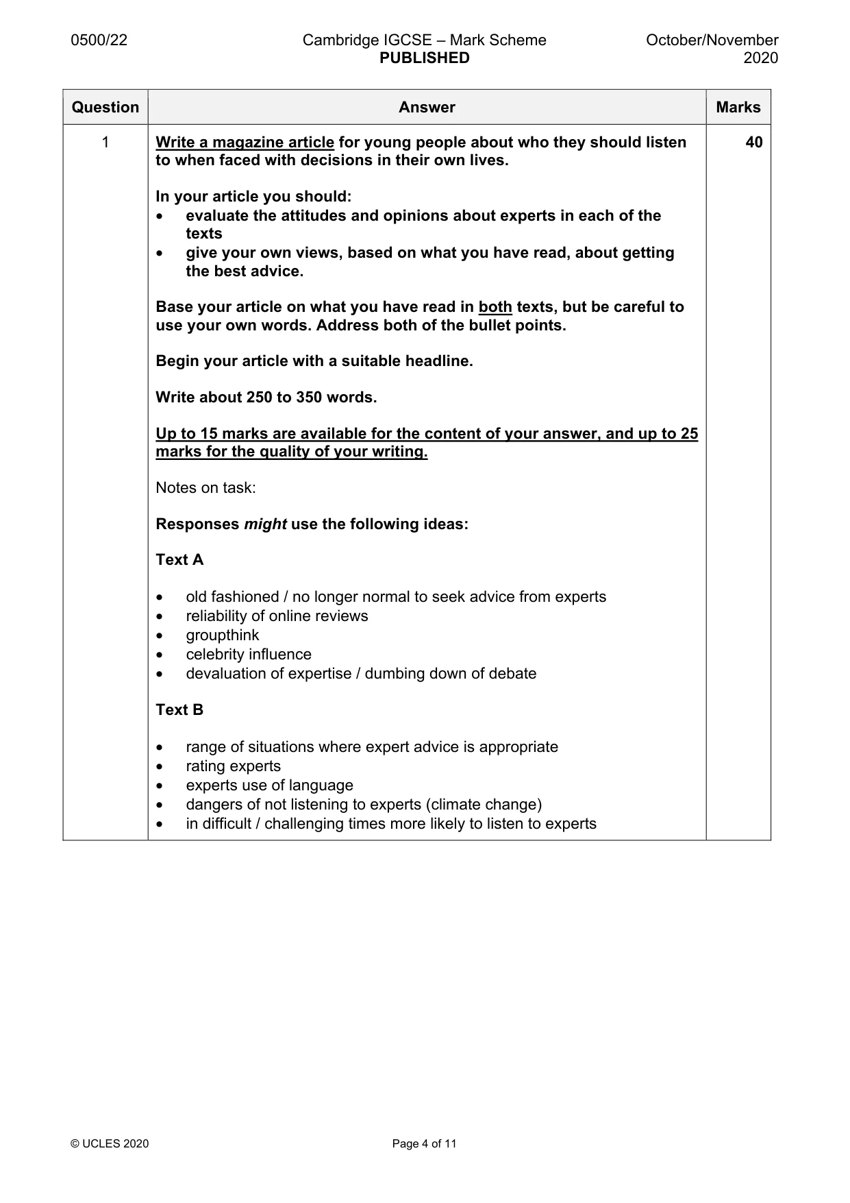 Mark scheme, page 4 of 11