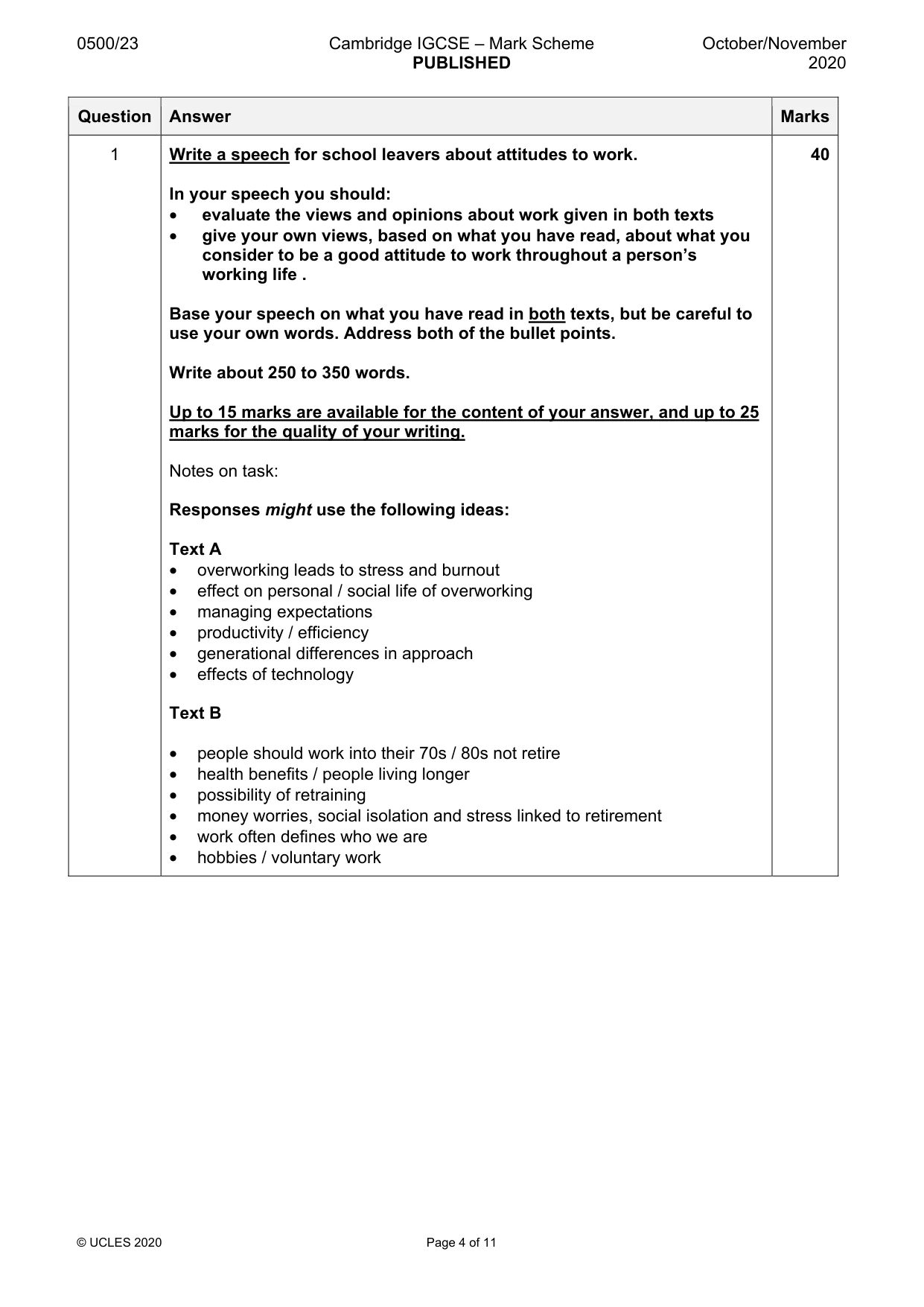 Mark scheme, page 4 of 11