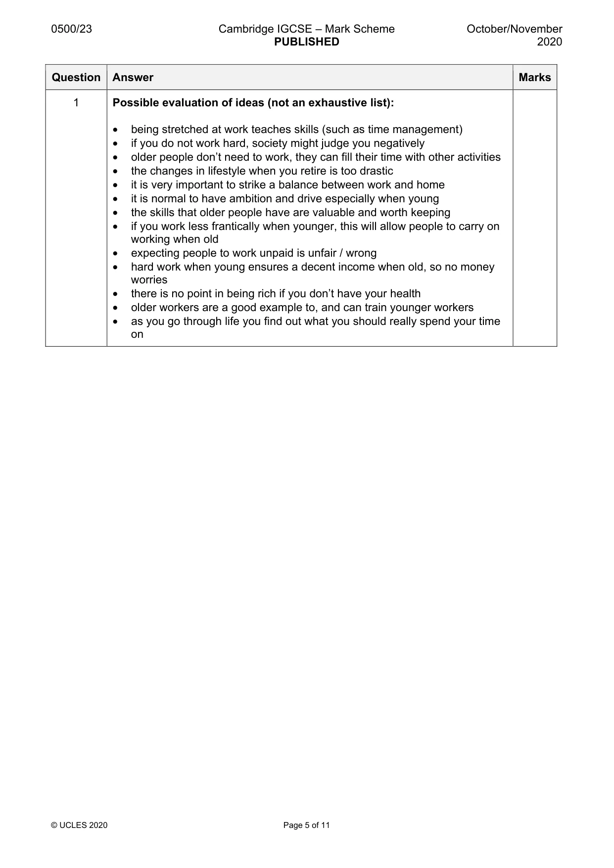 Mark scheme, page 5 of 11
