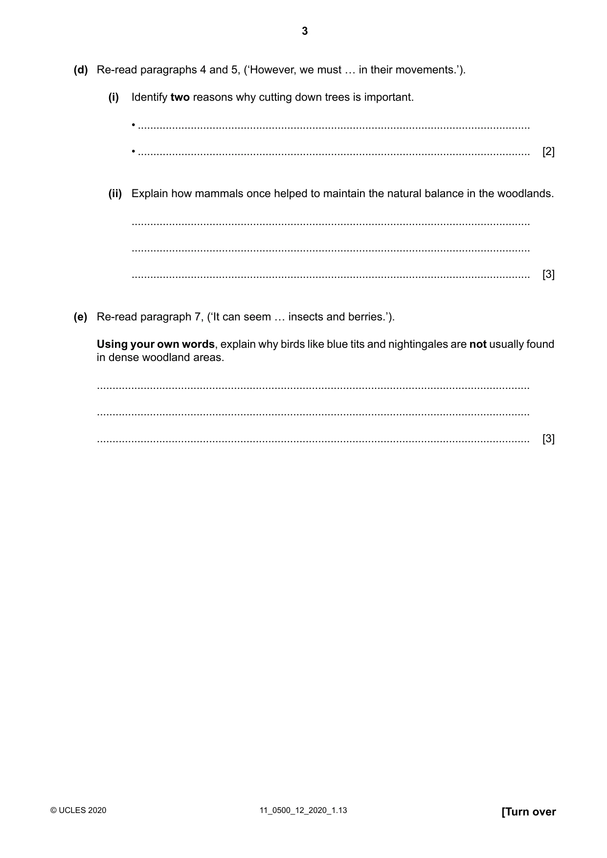 Cambridge IGCSE English - First Language 0500 2020 Oct/Nov Paper 1 · Variant 2 question paper, page 3 of 16