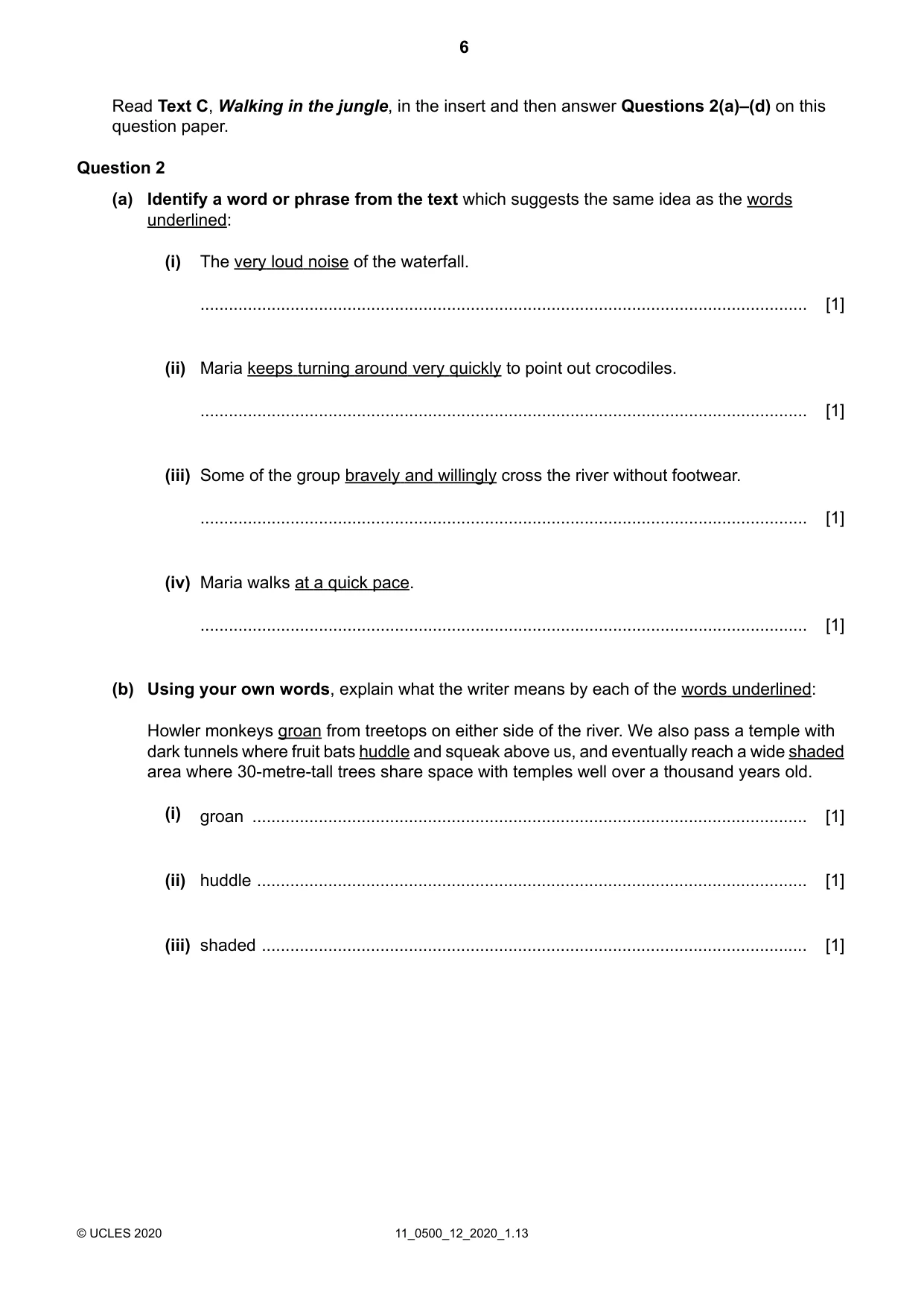 Cambridge IGCSE English - First Language 0500 2020 Oct/Nov Paper 1 · Variant 2 question paper, page 6 of 16
