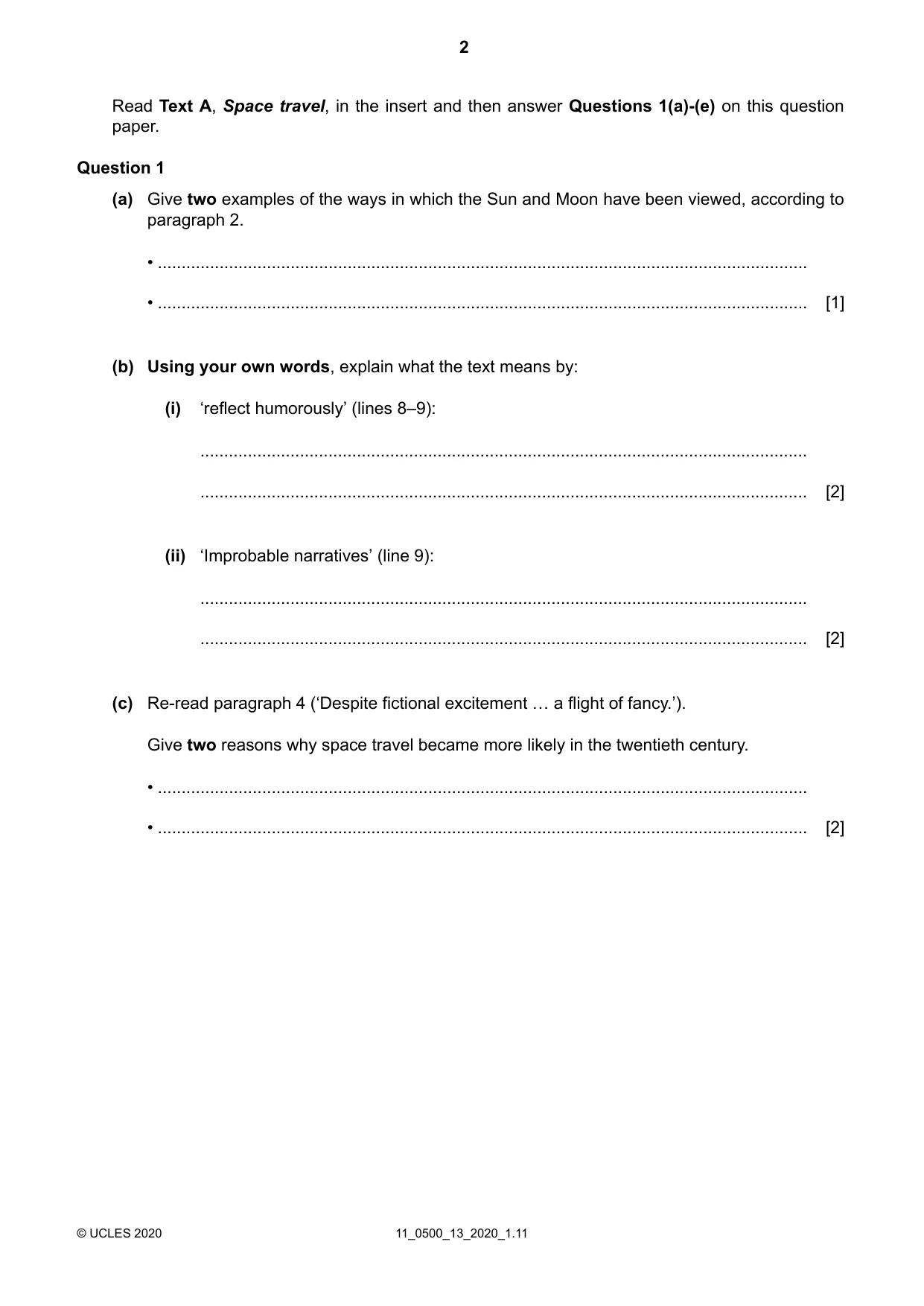Cambridge IGCSE English - First Language 0500 2020 Oct/Nov Paper 1 · Variant 3 question paper, page 2 of 16