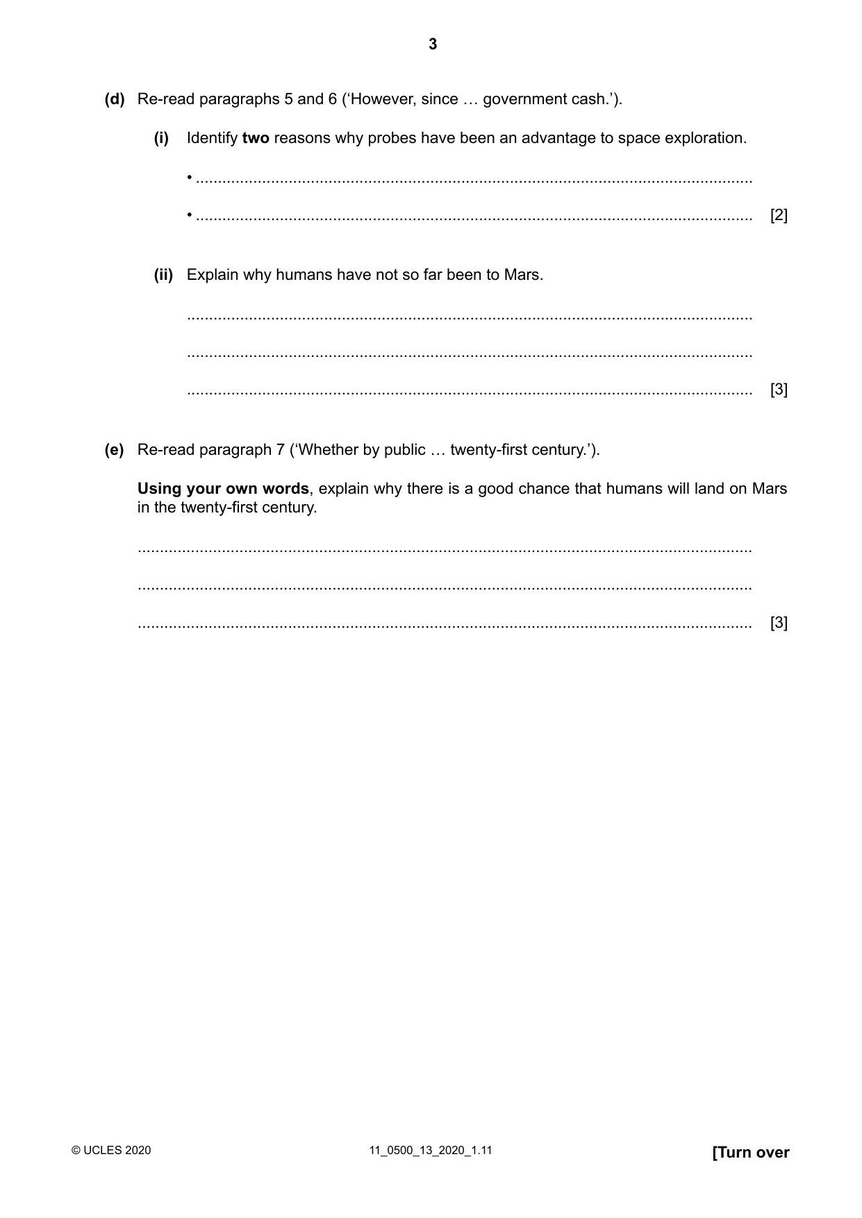 Cambridge IGCSE English - First Language 0500 2020 Oct/Nov Paper 1 · Variant 3 question paper, page 3 of 16