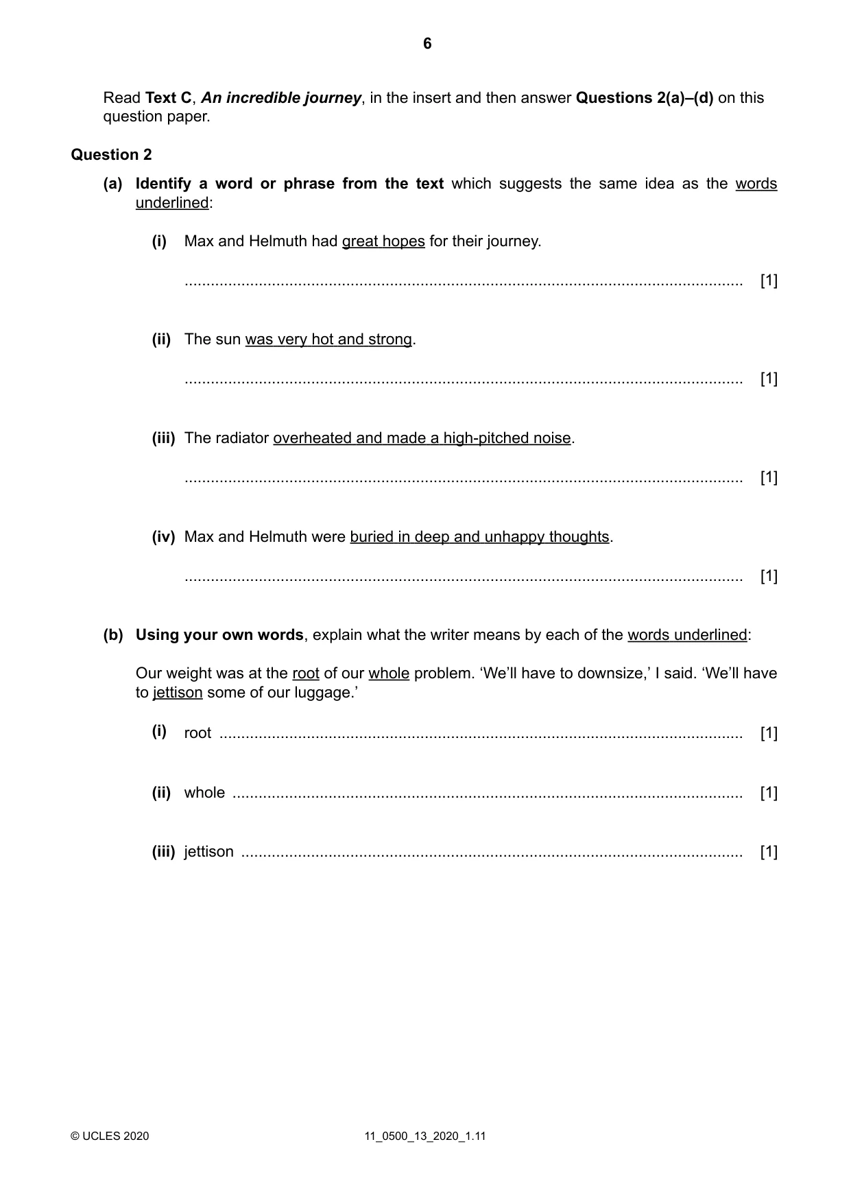 Cambridge IGCSE English - First Language 0500 2020 Oct/Nov Paper 1 · Variant 3 question paper, page 6 of 16