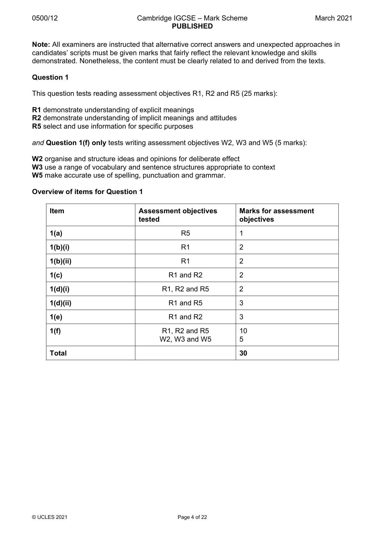Mark scheme, page 4 of 22