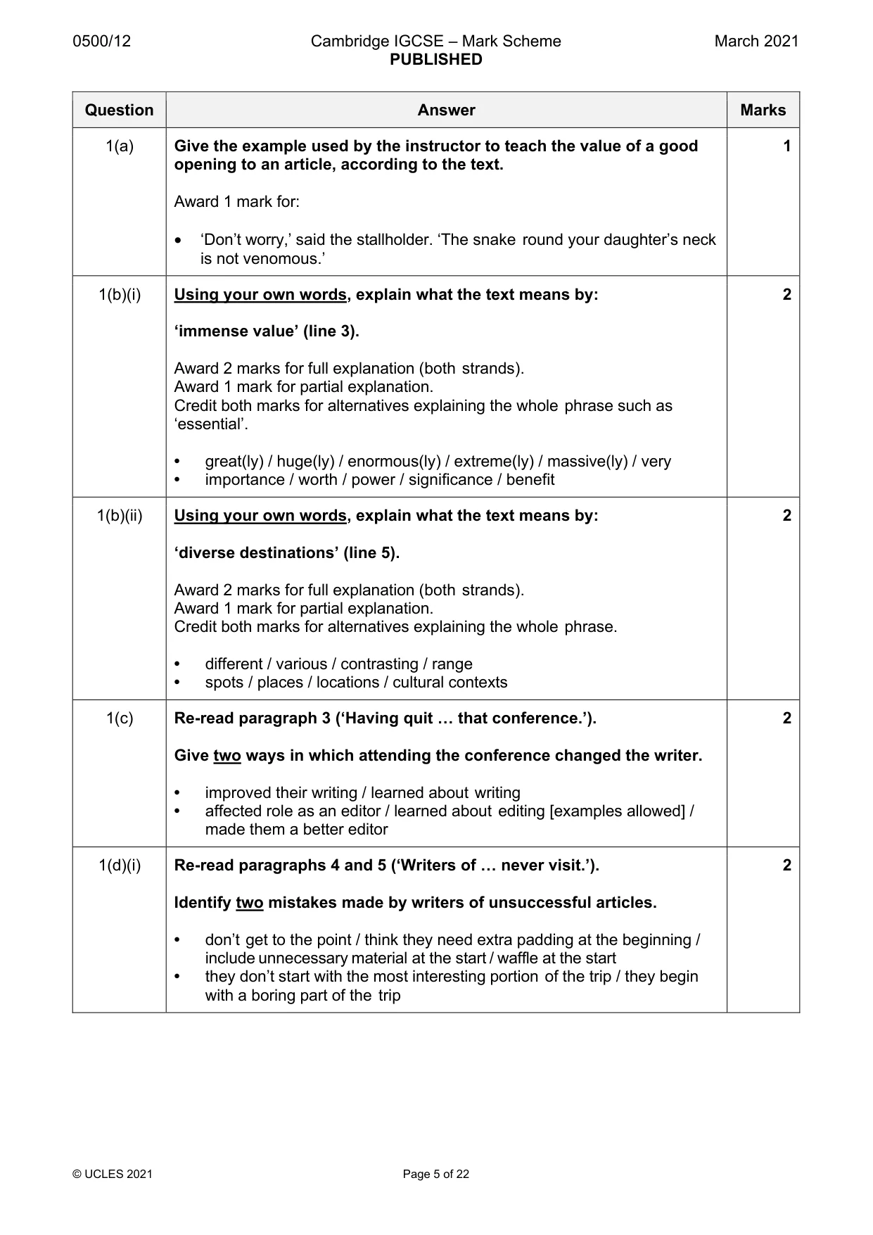 Mark scheme, page 5 of 22