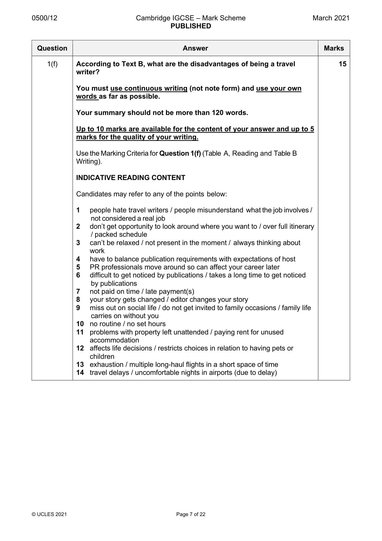 Mark scheme, page 7 of 22