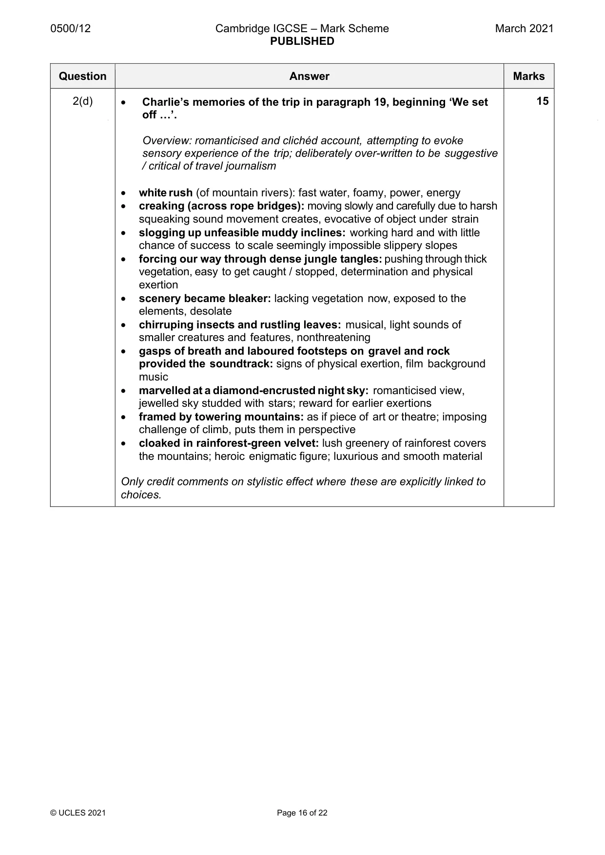 Mark scheme, page 16 of 22