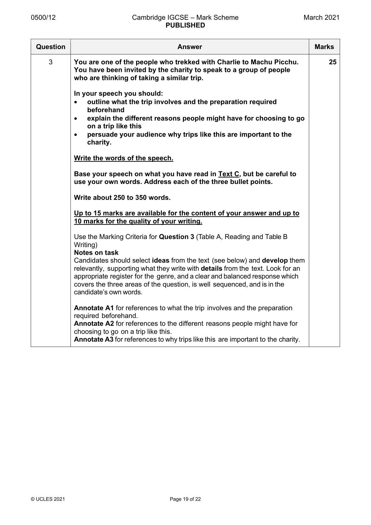 Mark scheme, page 19 of 22