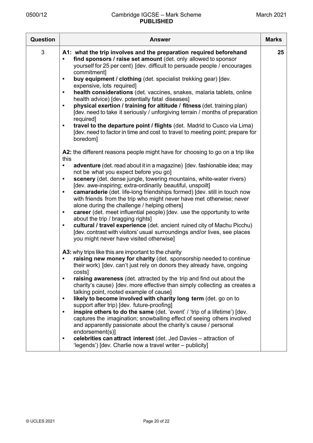 Mark scheme, page 20 of 22