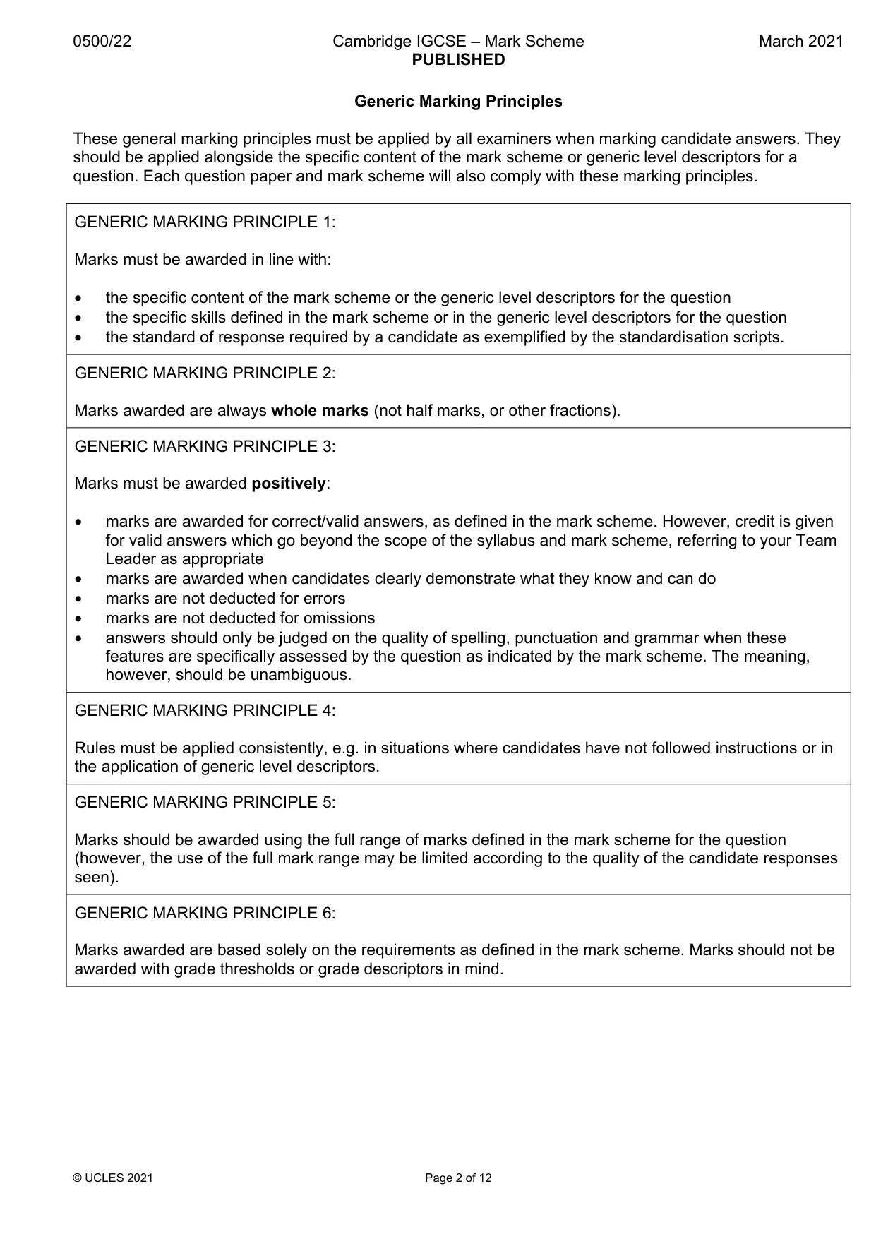 Mark scheme, page 2 of 12