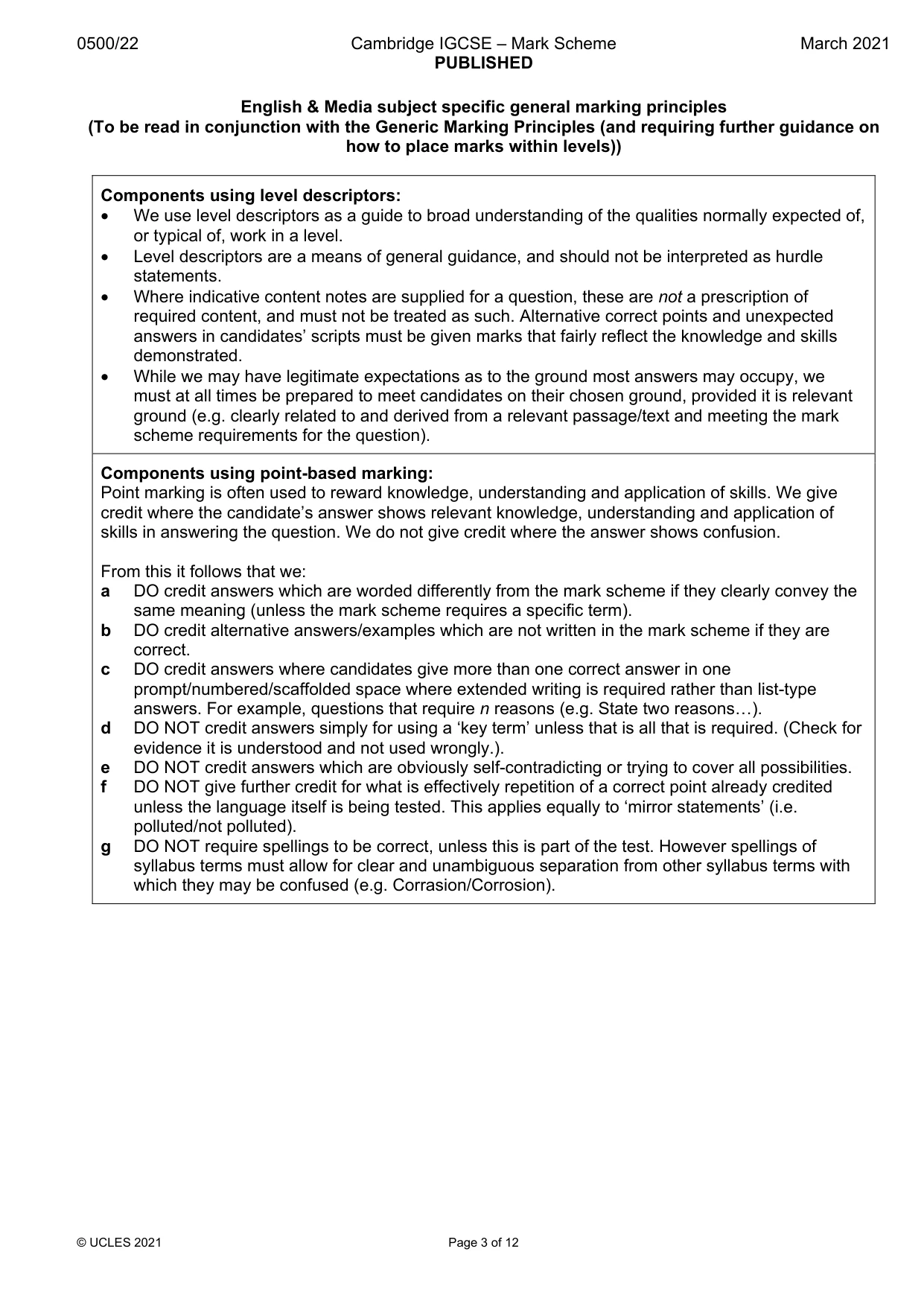 Mark scheme, page 3 of 12