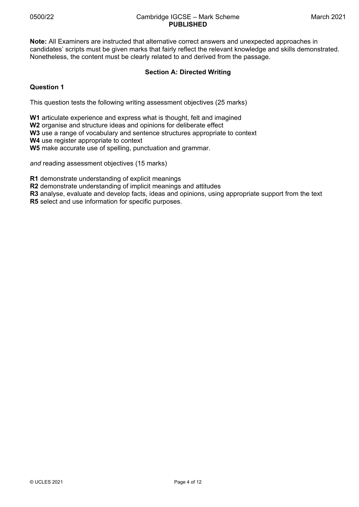 Mark scheme, page 4 of 12