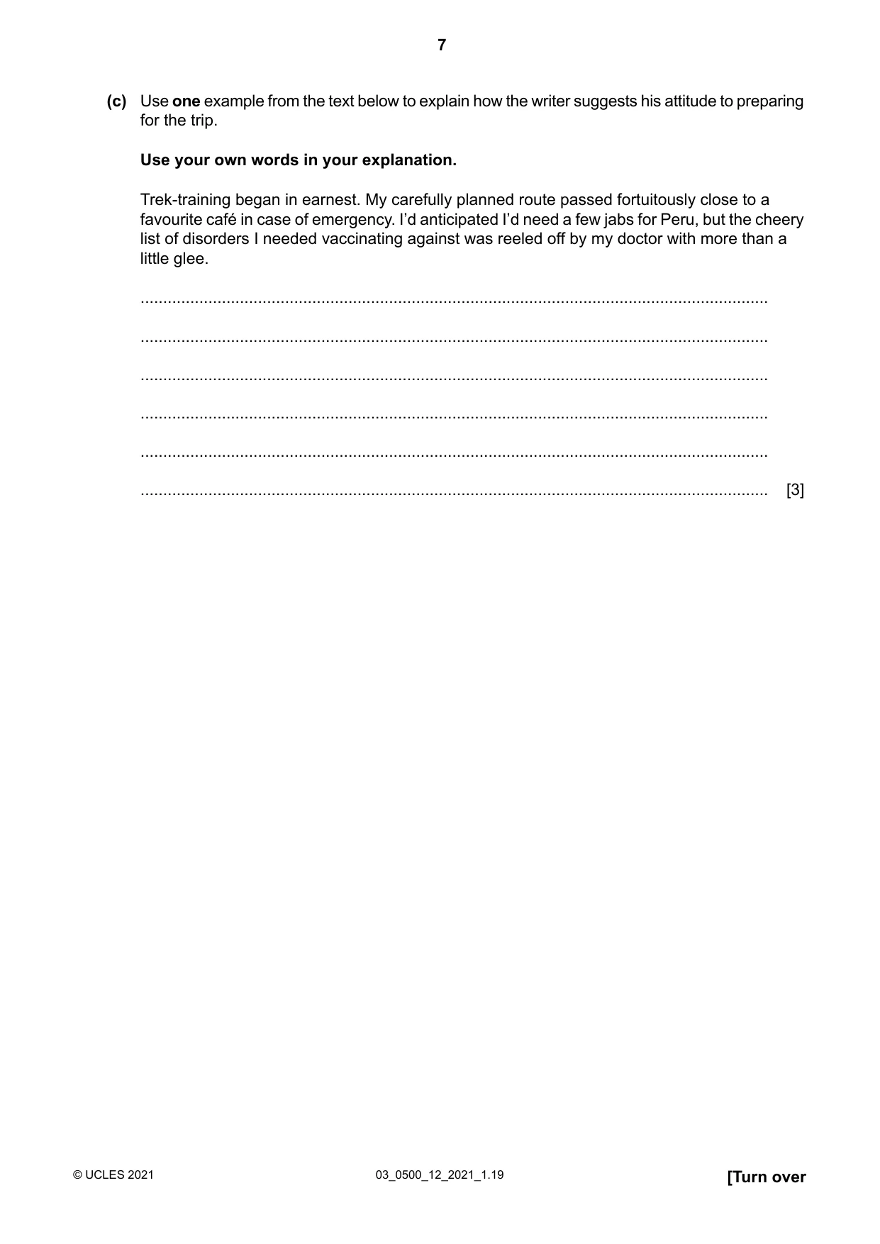 Cambridge IGCSE English - First Language 0500 2021 Feb/March Paper 1 · Variant 2 question paper, page 7 of 16