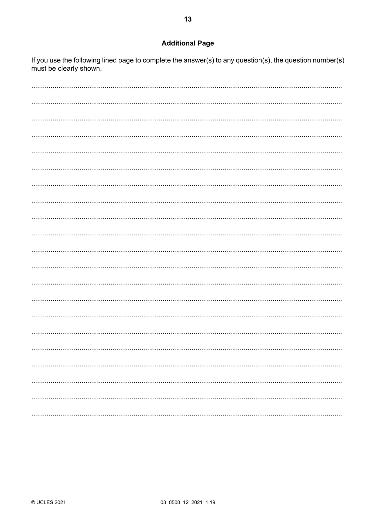 Cambridge IGCSE English - First Language 0500 2021 Feb/March Paper 1 · Variant 2 question paper, page 13 of 16