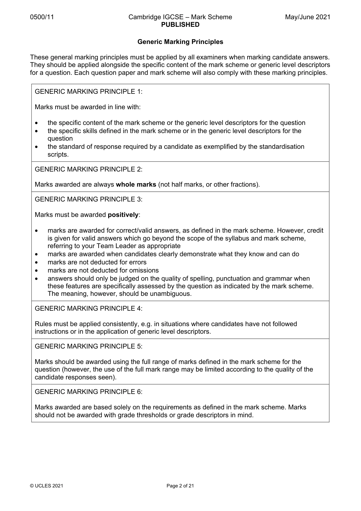 Mark scheme, page 2 of 21