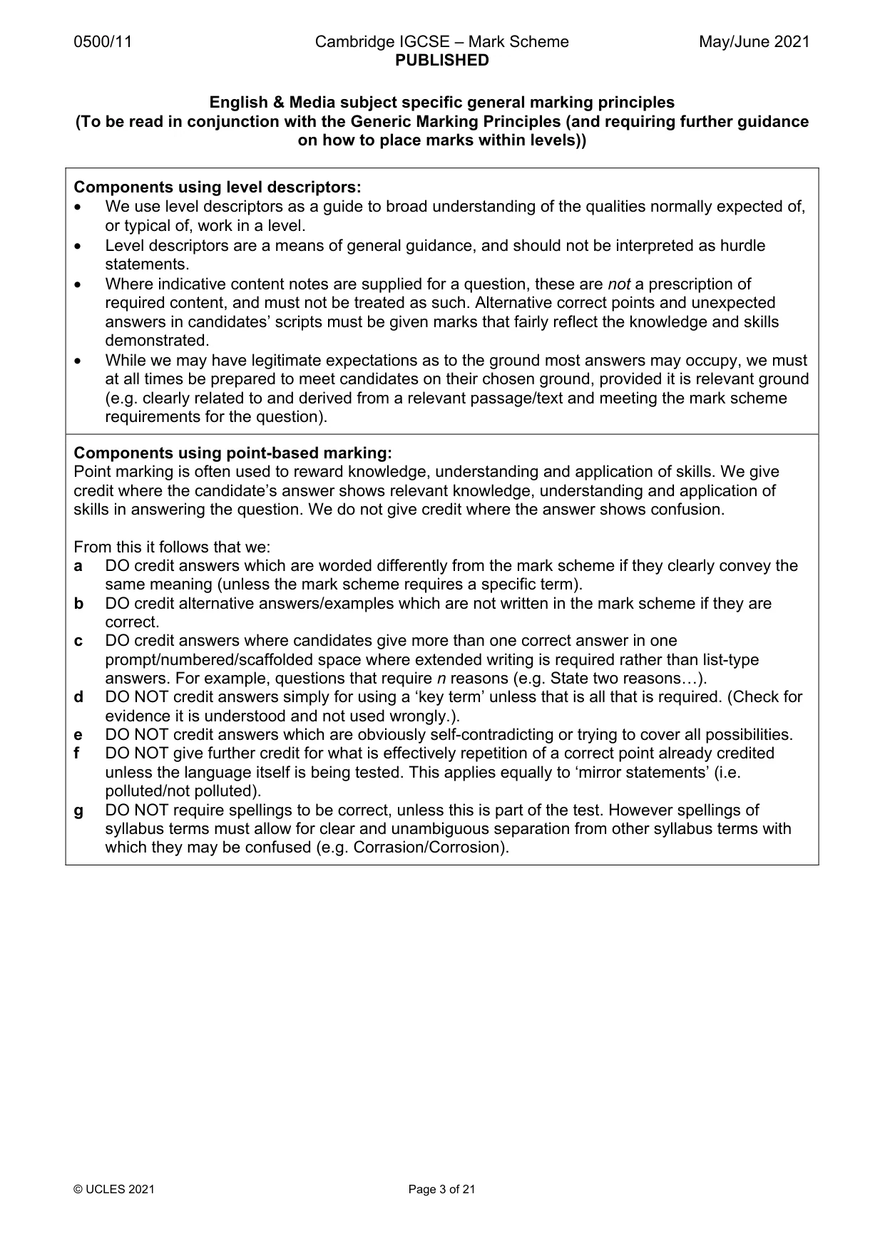 Mark scheme, page 3 of 21