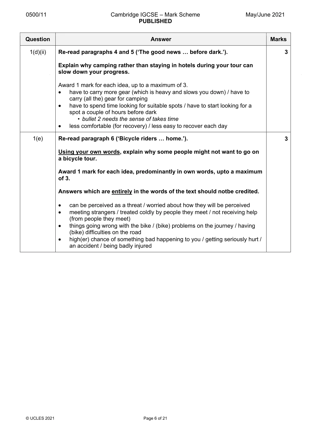 Mark scheme, page 6 of 21