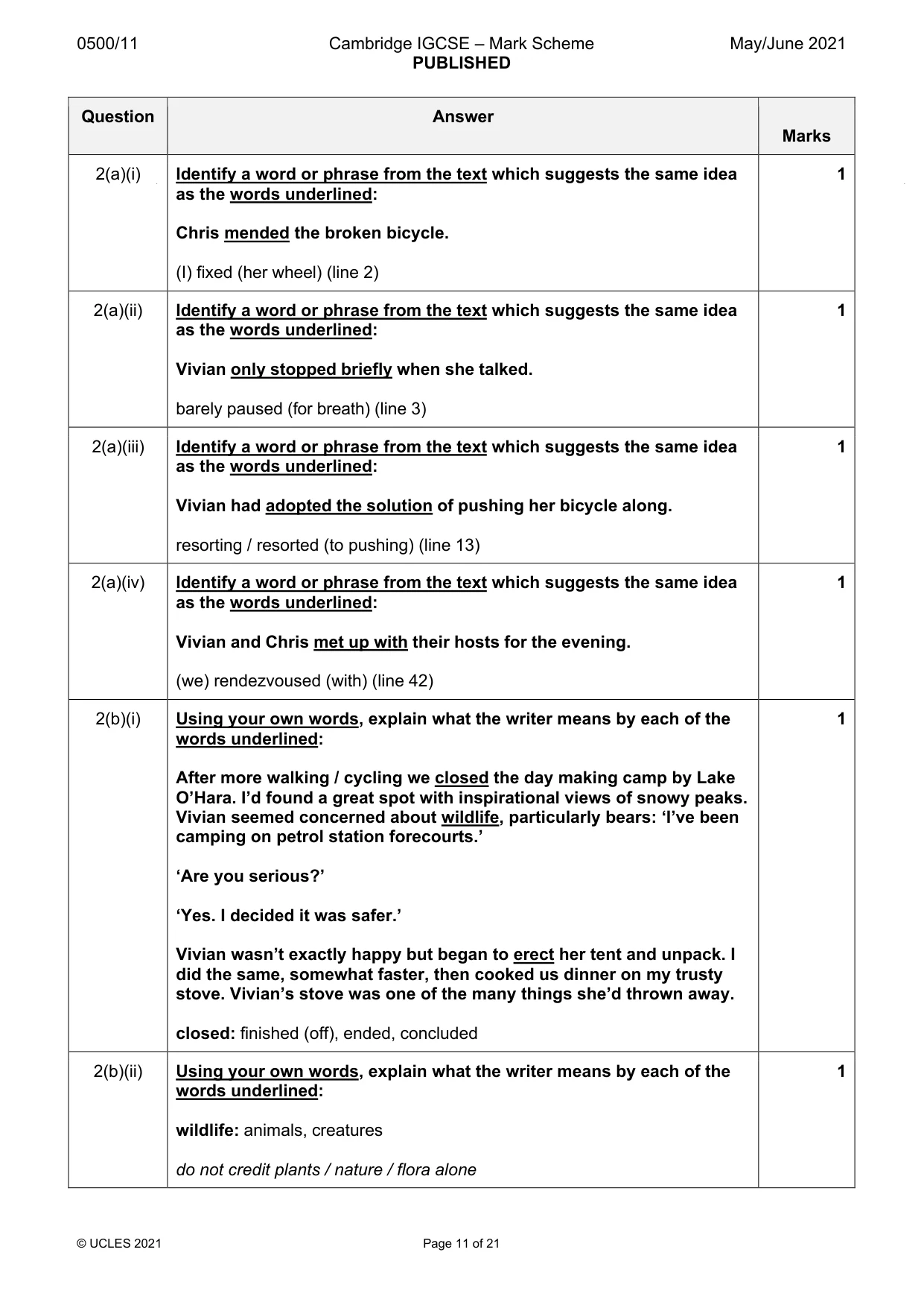 Mark scheme, page 11 of 21