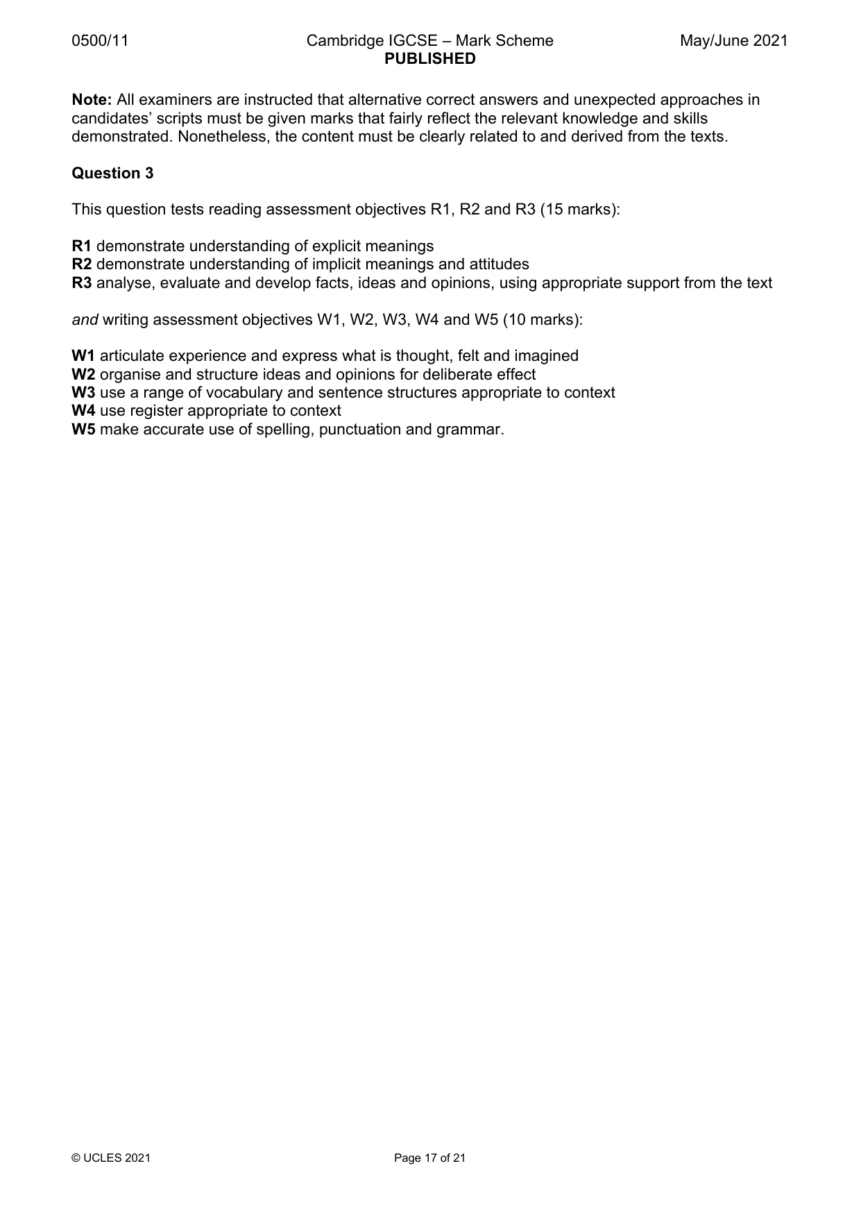 Mark scheme, page 17 of 21