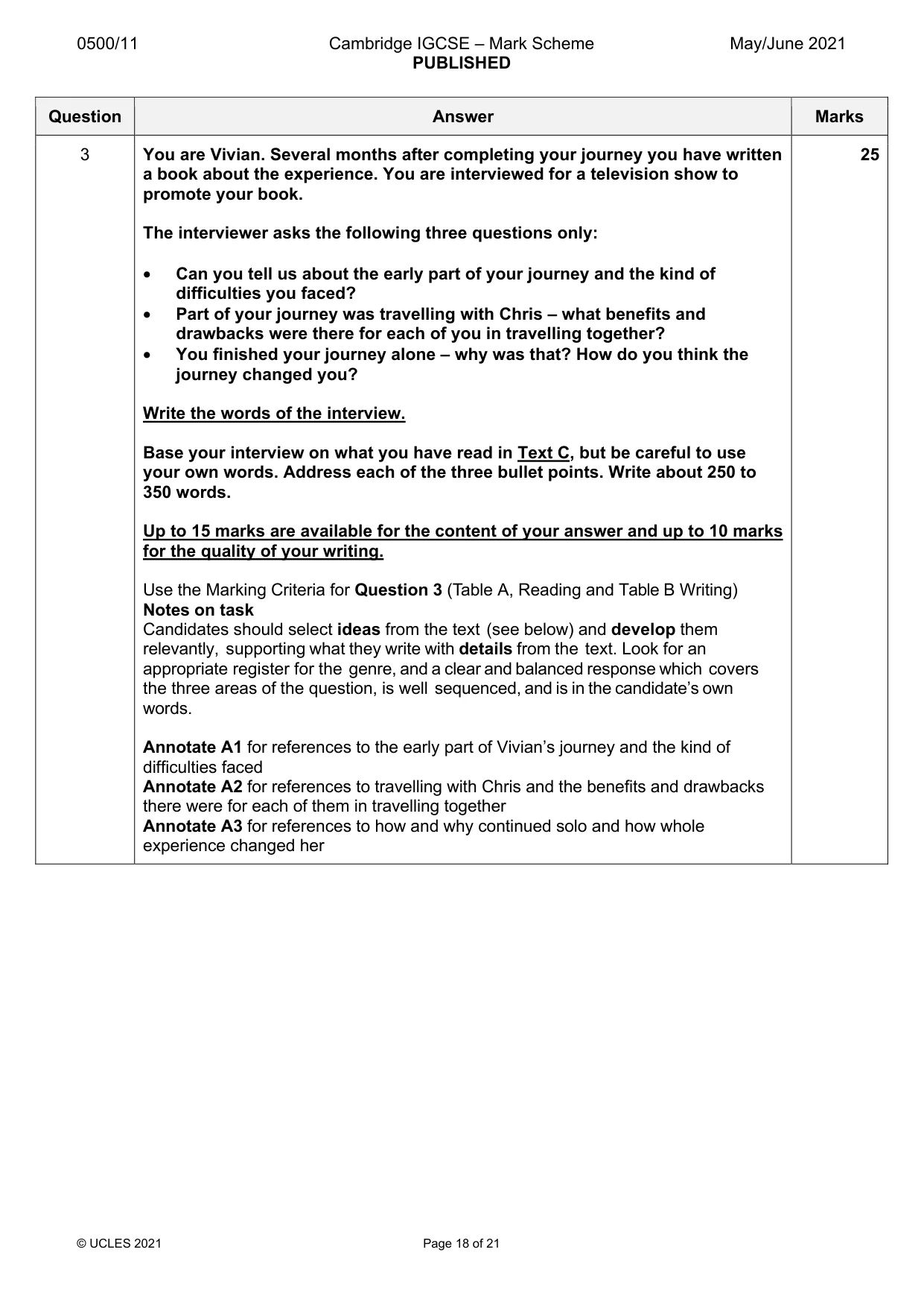 Mark scheme, page 18 of 21