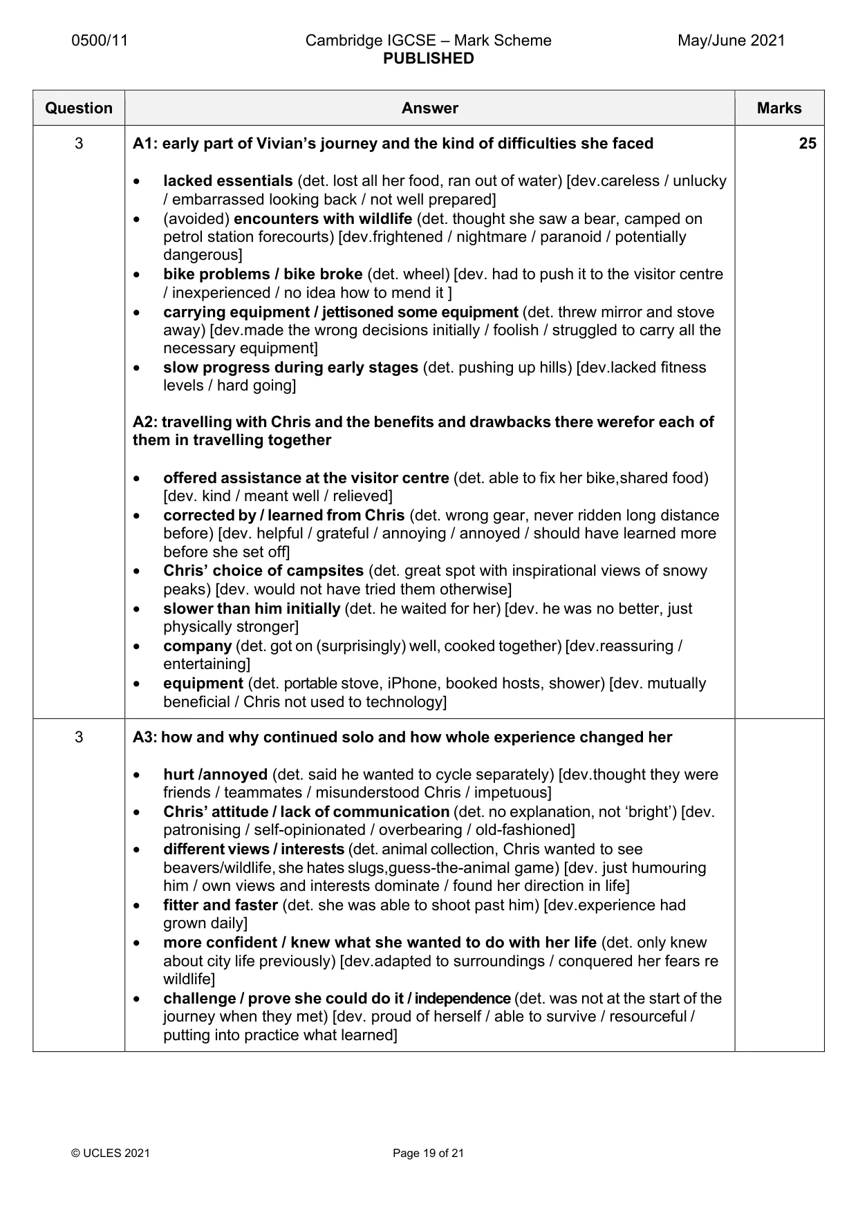 Mark scheme, page 19 of 21