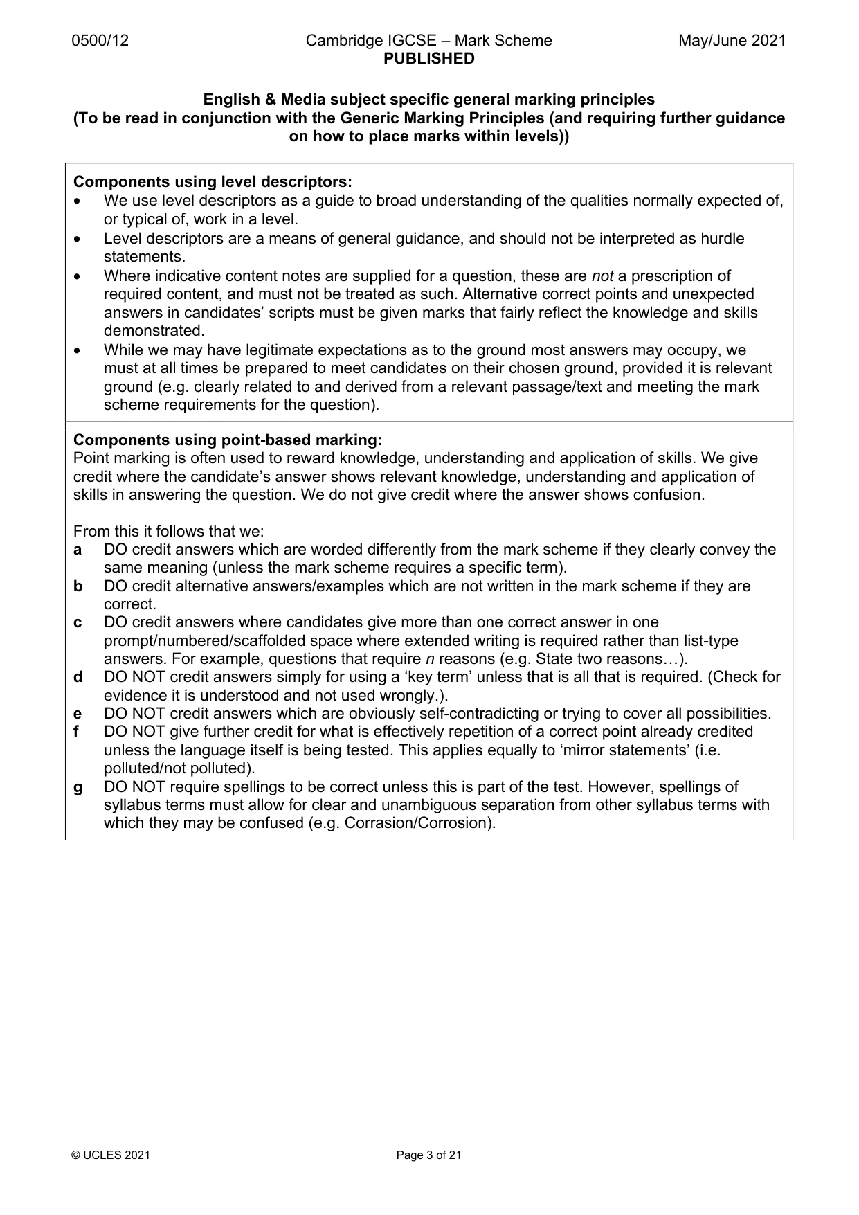Mark scheme, page 3 of 21