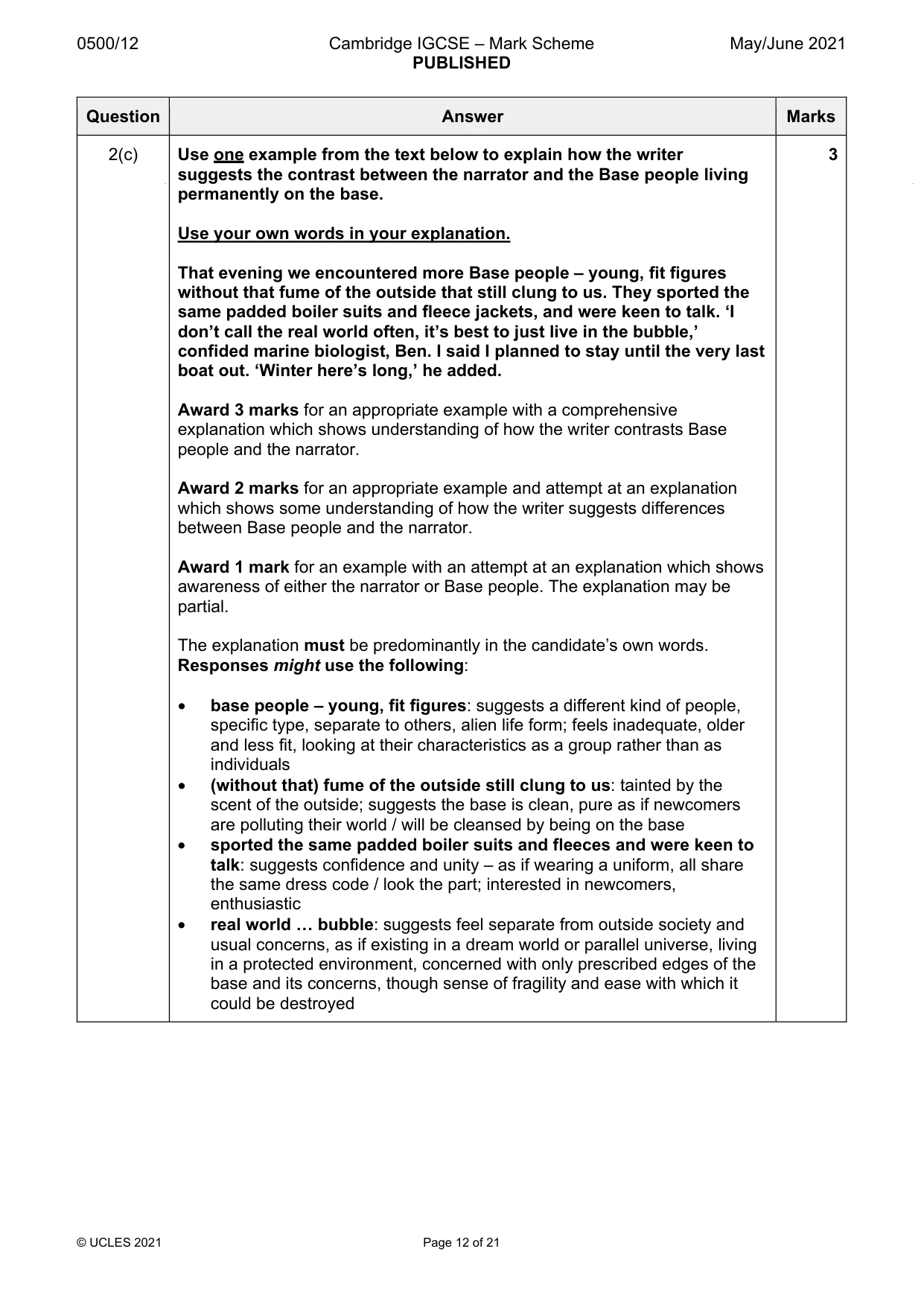 Mark scheme, page 12 of 21