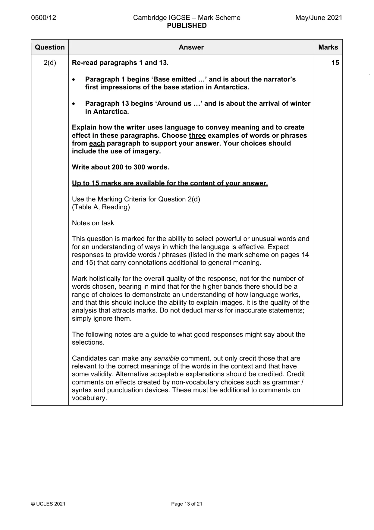 Mark scheme, page 13 of 21