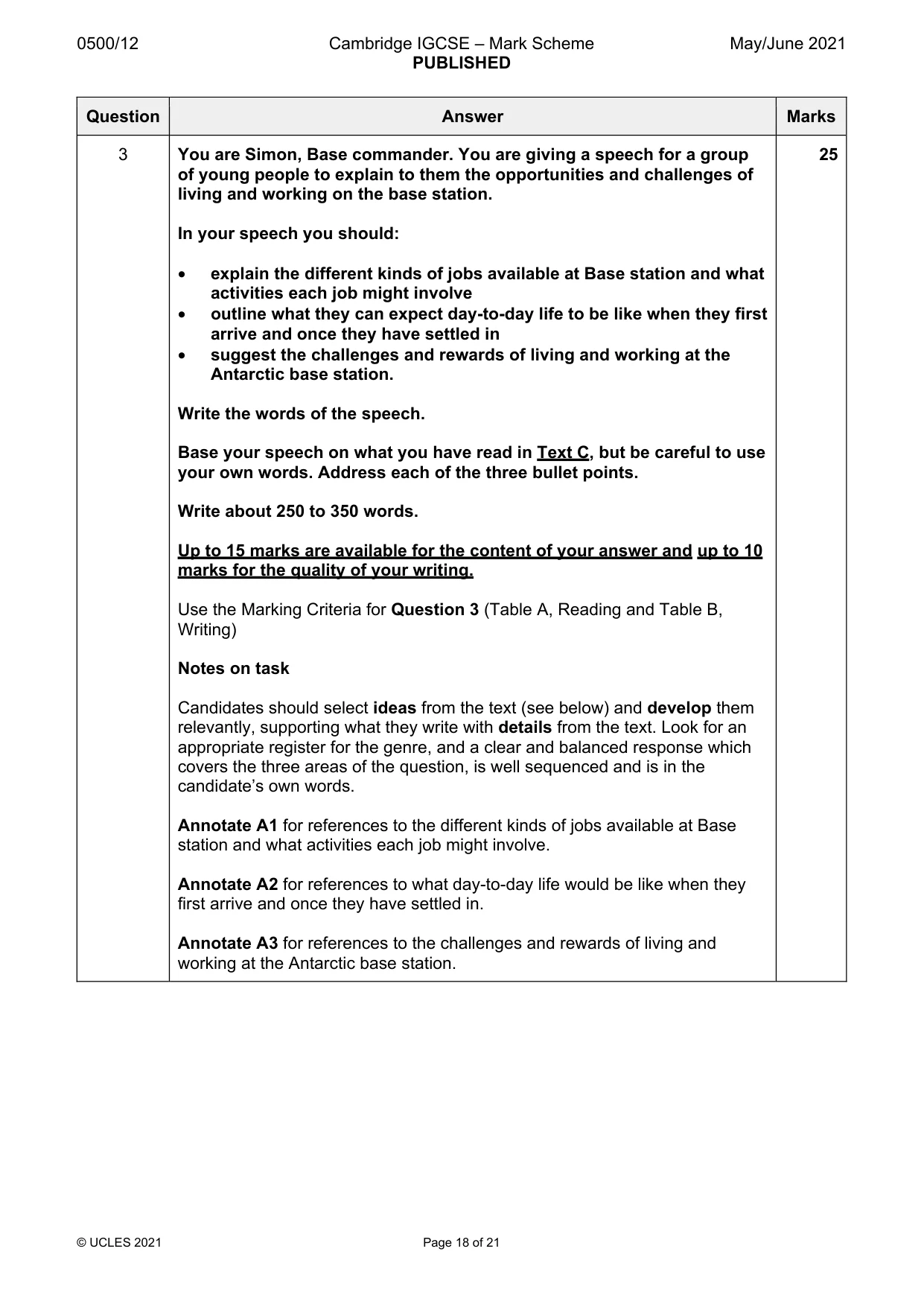 Mark scheme, page 18 of 21