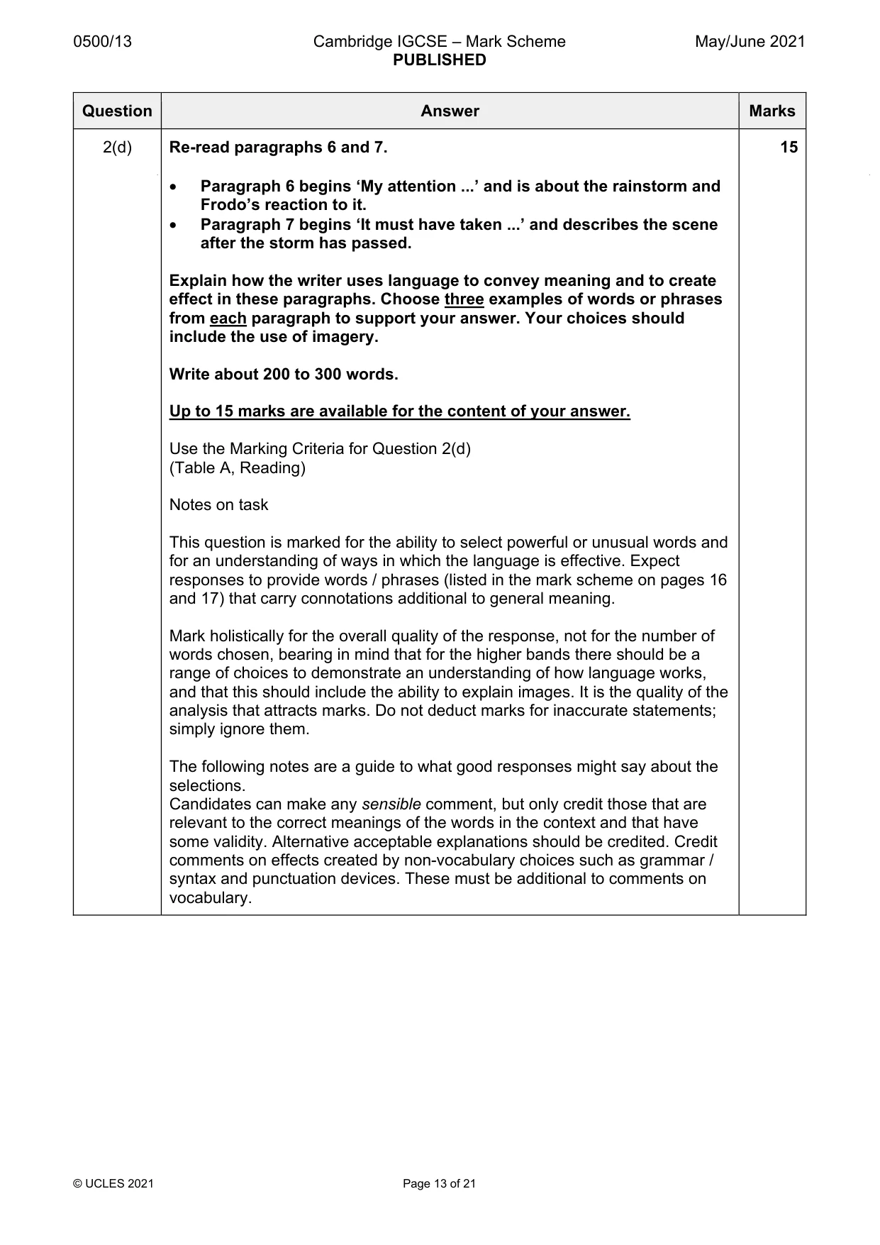 Mark scheme, page 13 of 21