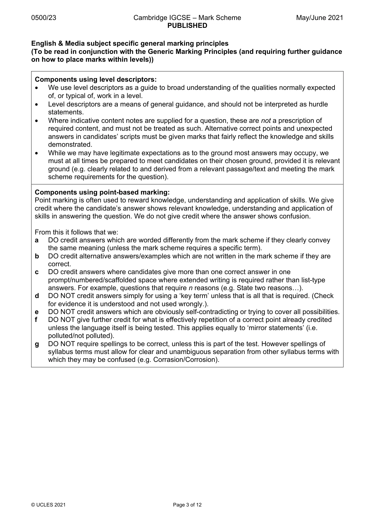 Mark scheme, page 3 of 12