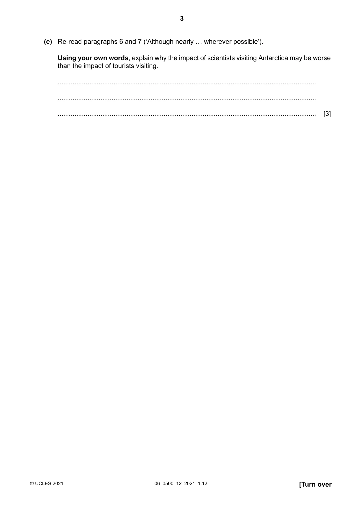 Cambridge IGCSE English - First Language 0500 2021 May/June Paper 1 · Variant 2 question paper, page 3 of 16