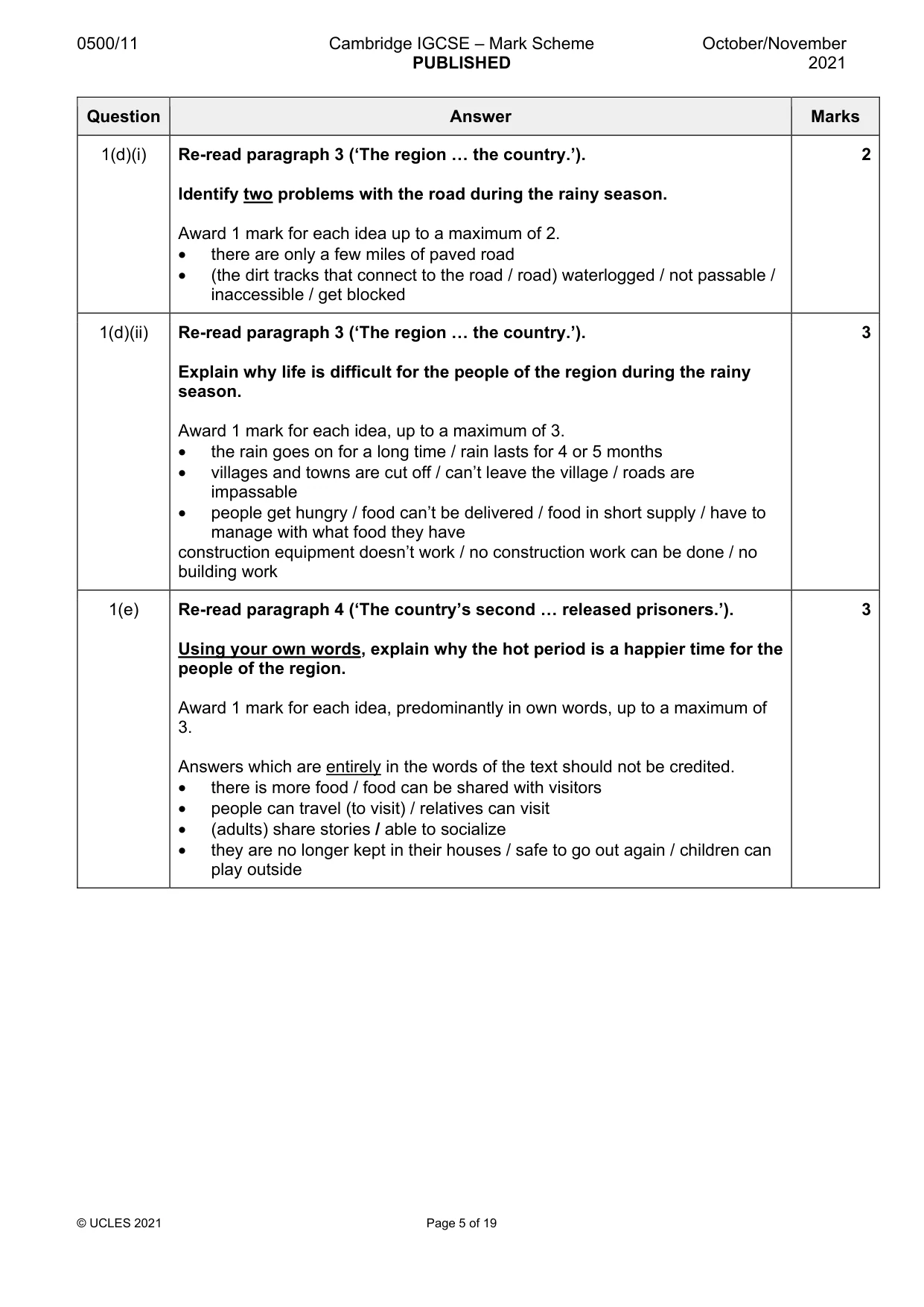 Mark scheme, page 5 of 19