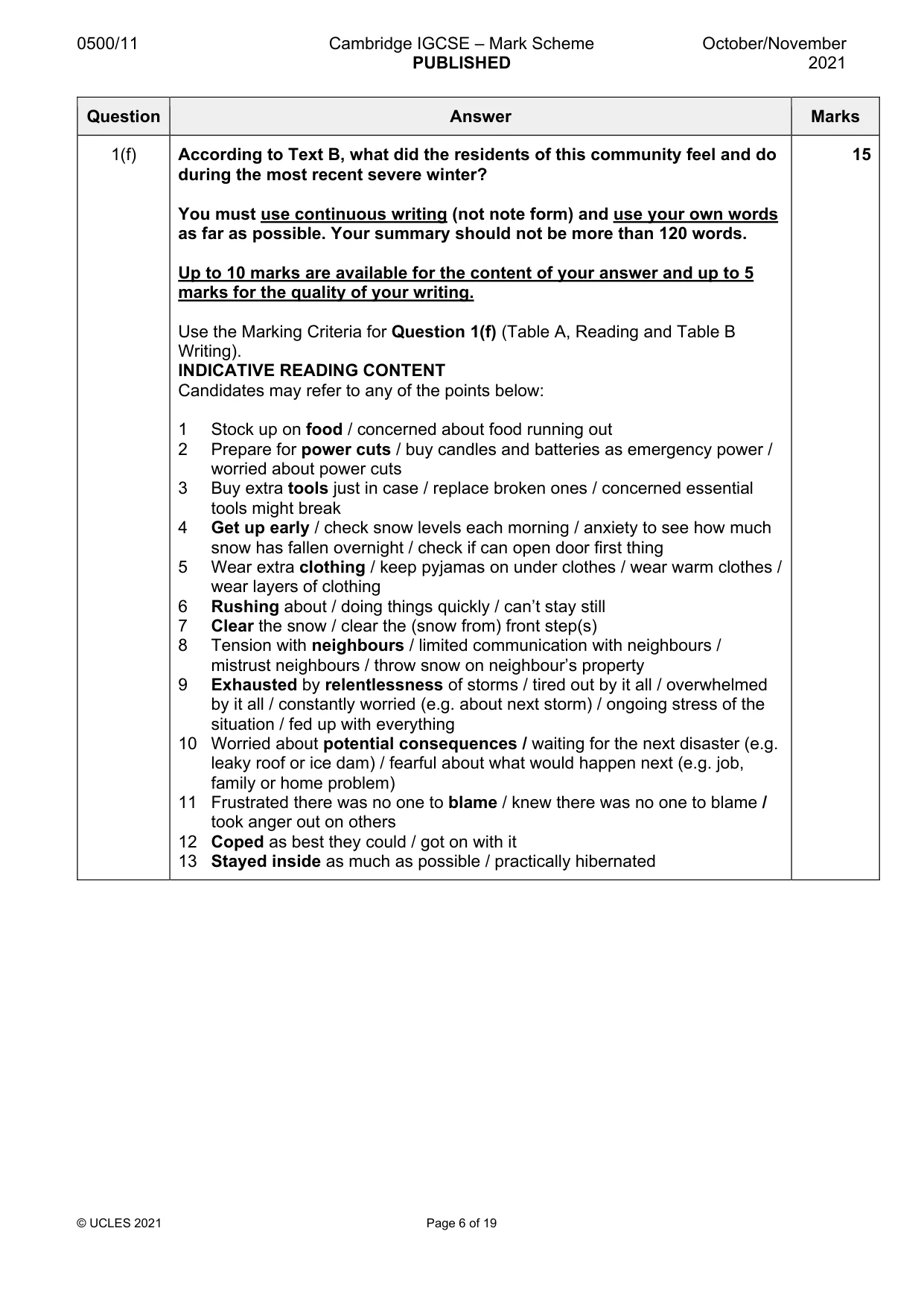 Mark scheme, page 6 of 19
