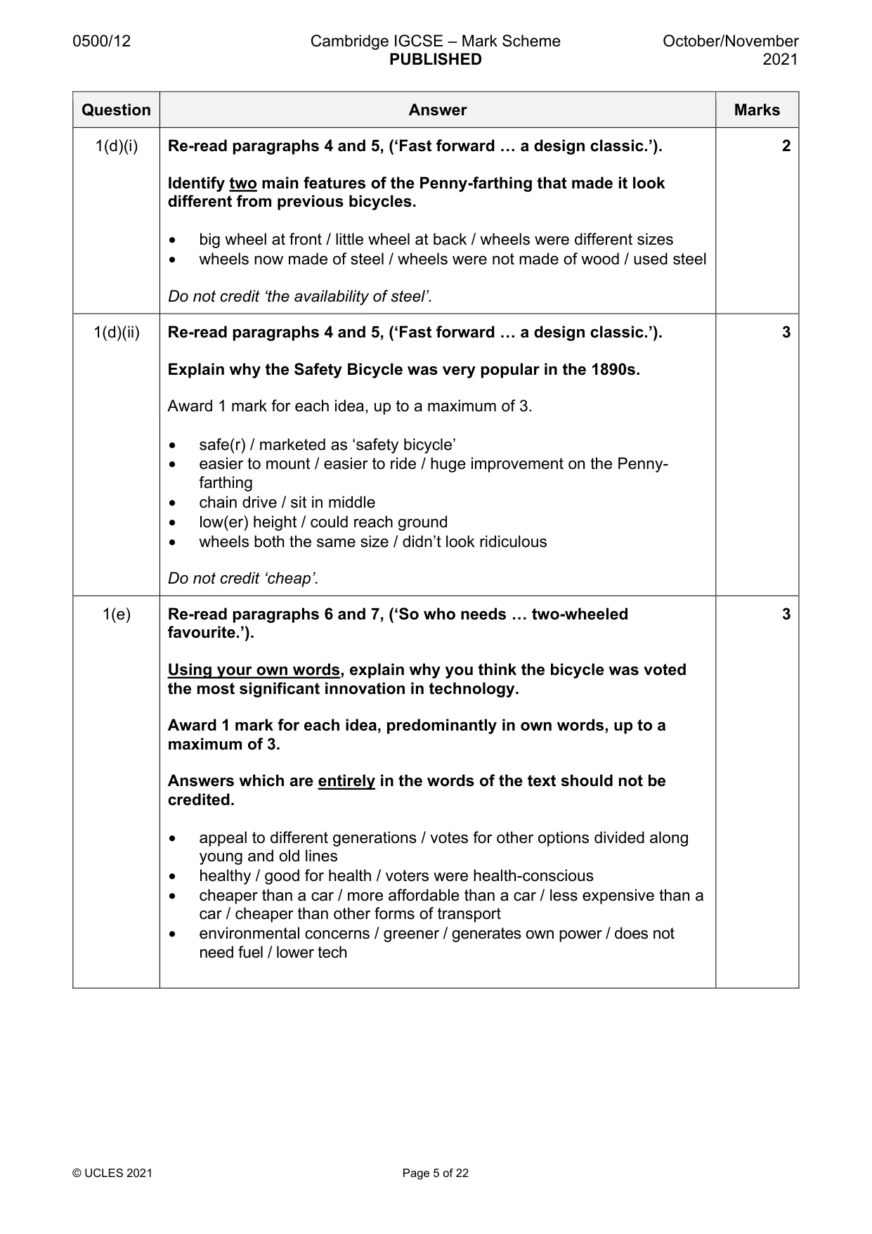 Mark scheme, page 5 of 22
